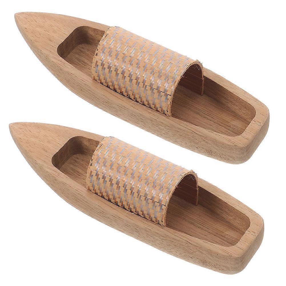 2 Pieces Realistic Wooden Canoe Models for Decoration Unfinished Rustic Style Lightweight Small
