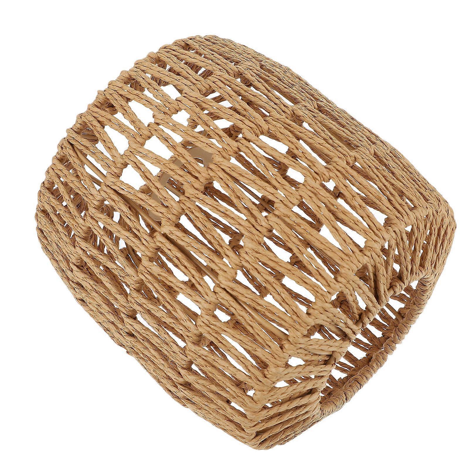 Handmade Vintage Drum Lamp Shade Simulated Rattan Design for Home Cafe Bar Club 1Pcs