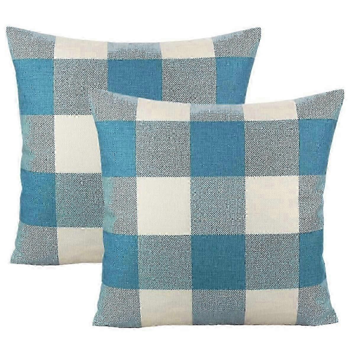 Decorative Throw Pillow Covers with Invisible Zipper, Cotton Linen Standard Size 45 X 45Cm, Multi-purpose Non-fading Plaid Linen Pillowcases for