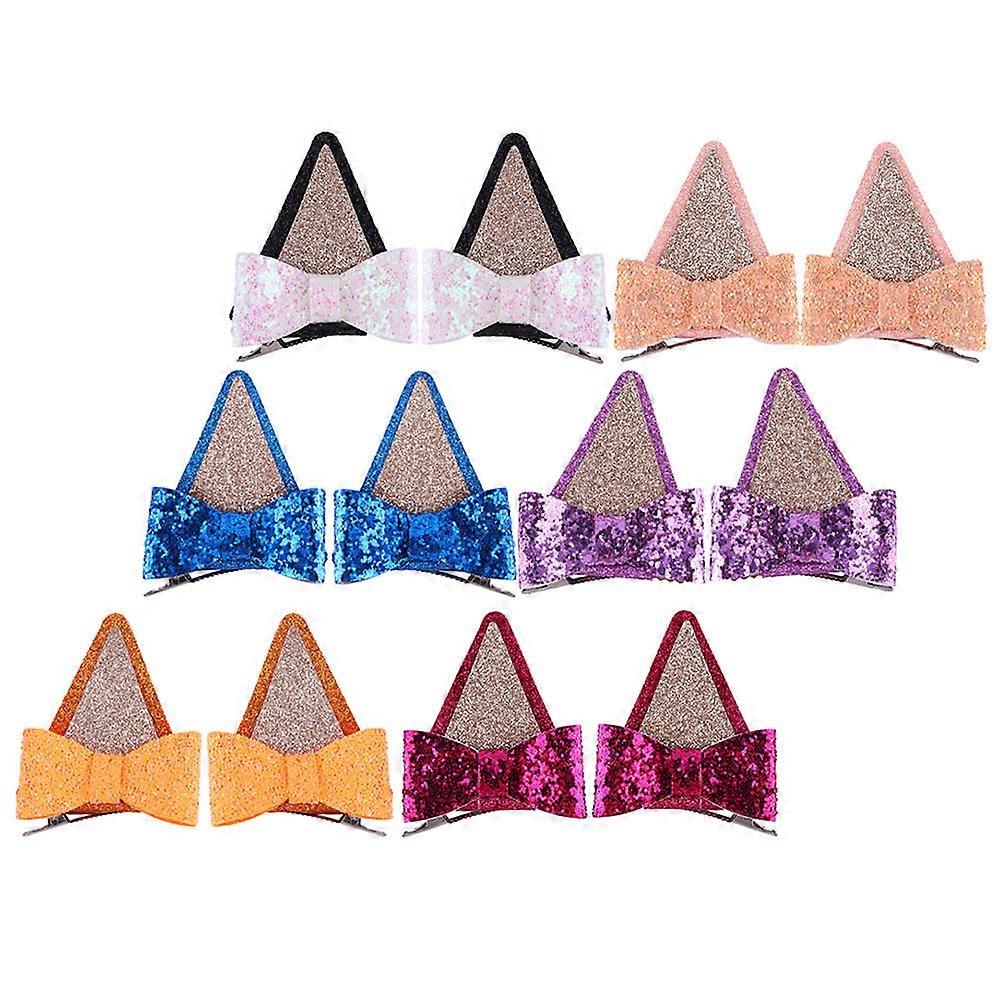Cute Glitter Cloth Hair Clips with Lovely Animal Ears Design for Decoration Assorted Color