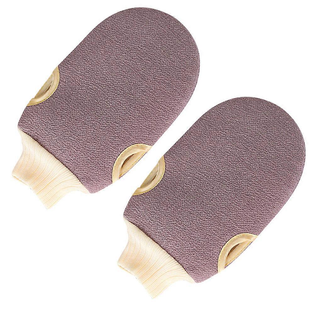 Shower Gloves Bath Towel for Universal Body Exfoliating 2Pcs Coffee