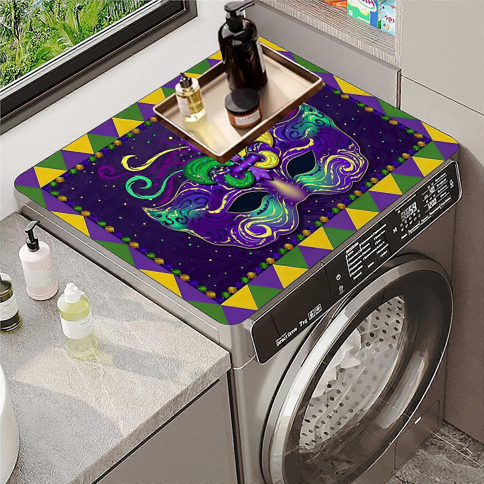 Washer And Dryer Protector 2Piece Set, Leopard 50x60cm, Absorbent QuickDry, AntiSlip DustProof Washing Machine Mat