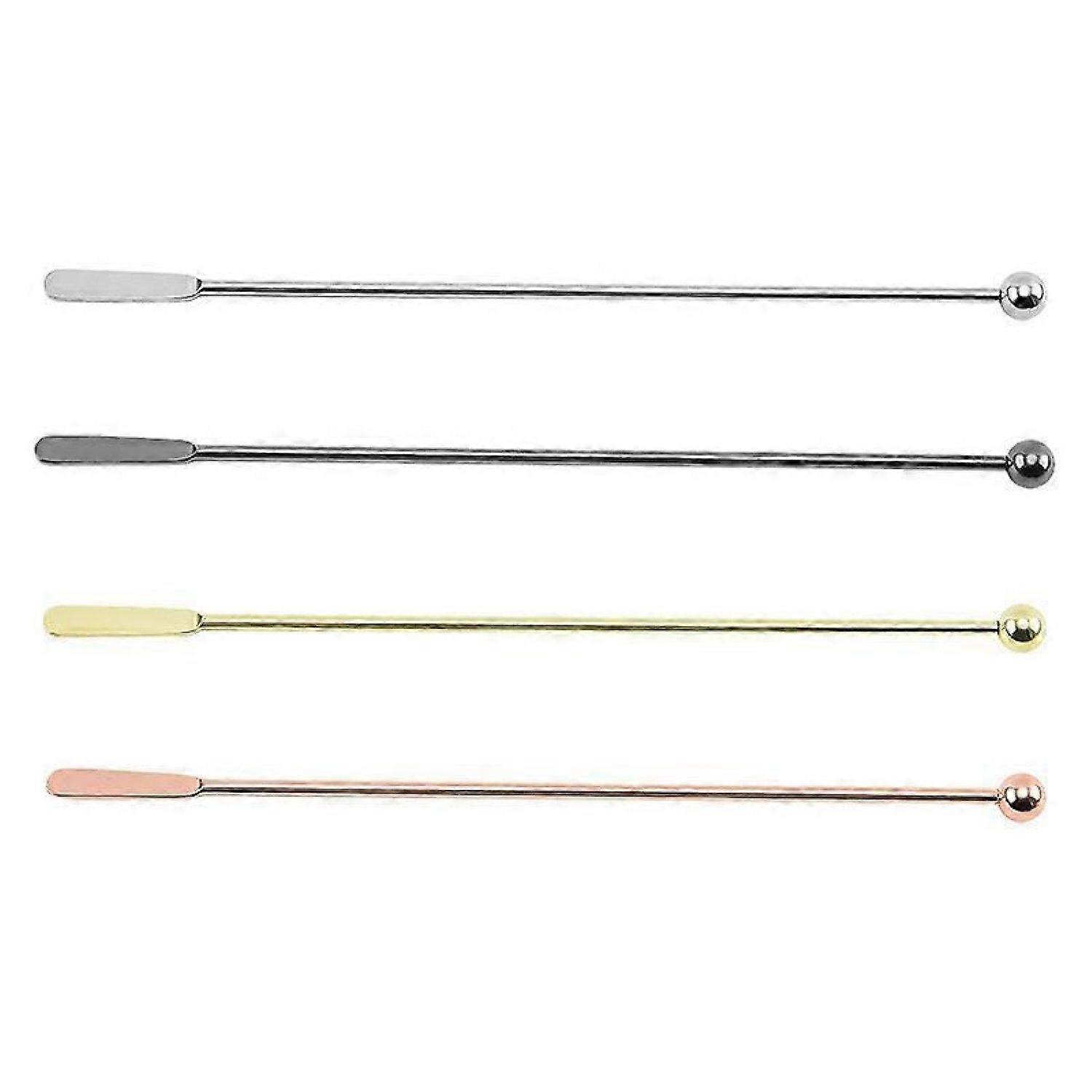 4Pcs Stirring Stick and Cocktail Stirrer for Coffee Shops and Restaurants - Premium Quality Drink Mixer - 21*0.8cm Rosy Gold/Gold/Silver/Gun Black -HK