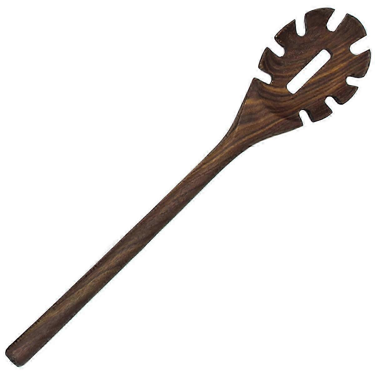 Wooden Spaghetti Server with Long Handle and Teeth Forks - Walnut Wood Pasta Tool