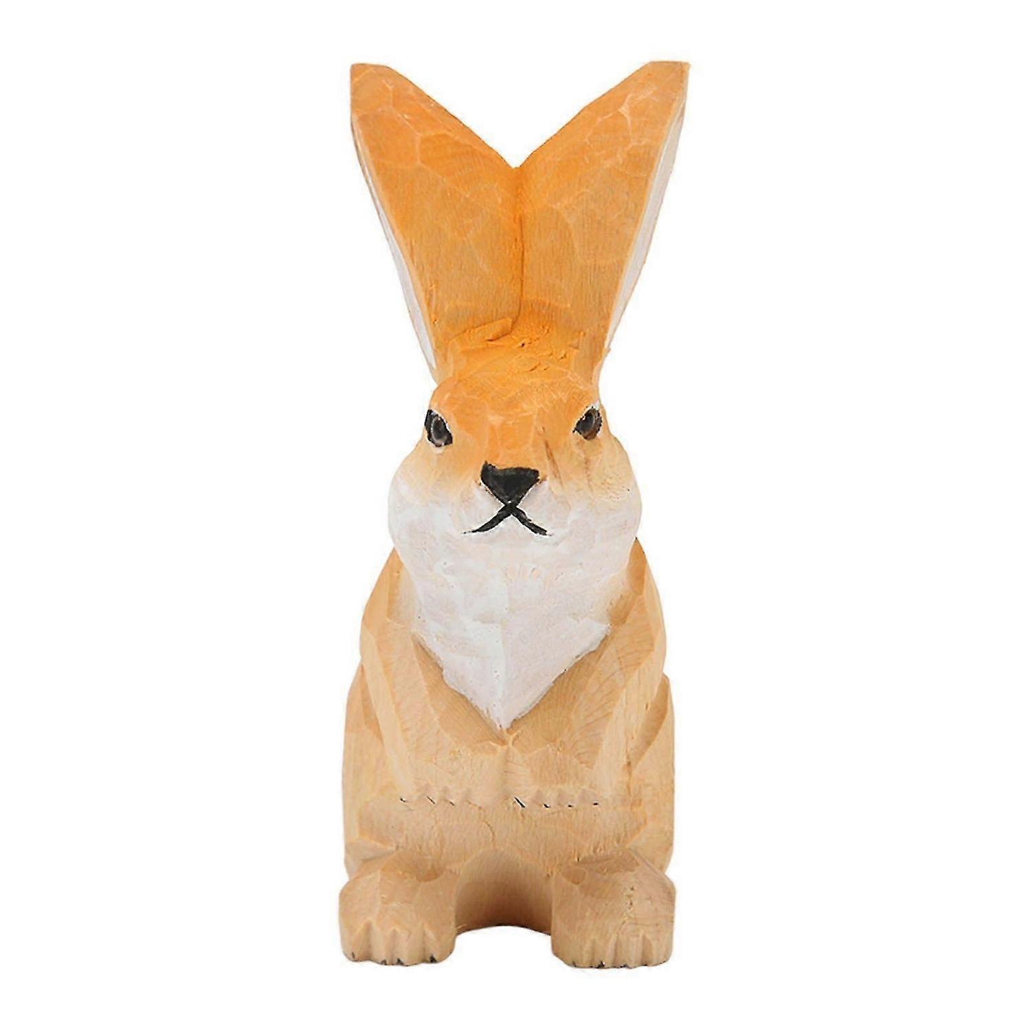 2025 Latest Model Wooden Rabbit Statue Exquisite Carving Hand Painted Vivid
