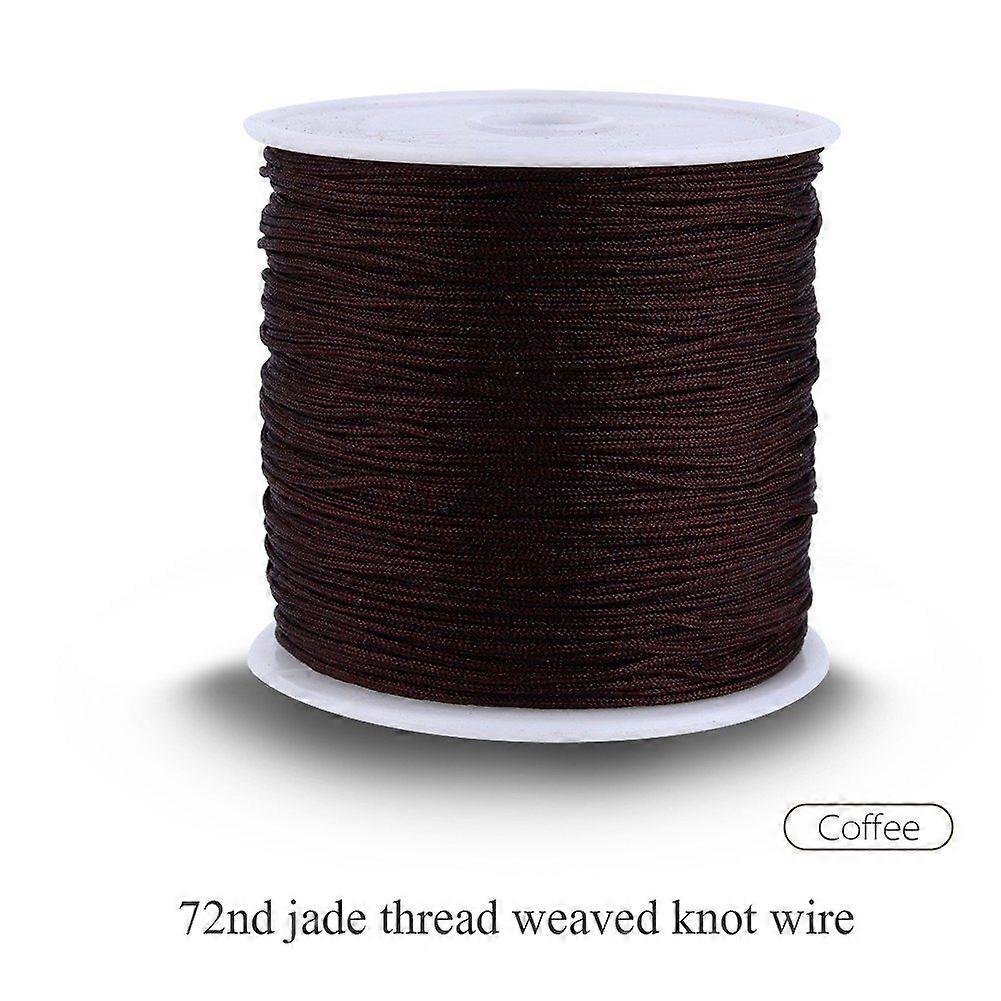 100M x 0.8mm Nylon Chinese Knot Cord Rattail Macrame Shamballa Thread String Coffee