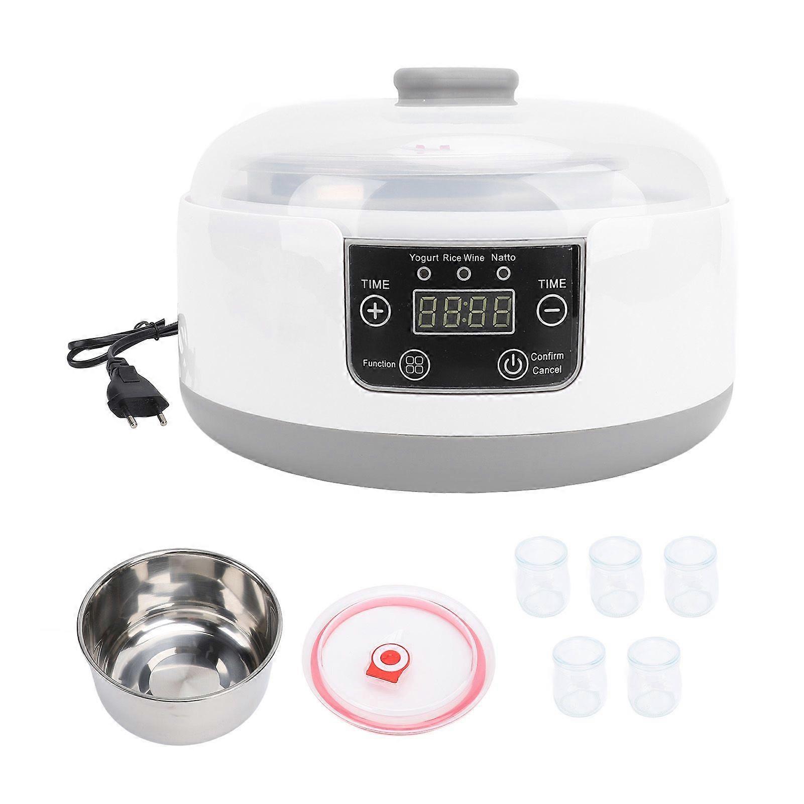 Electric Yogurt Maker Machine 1.2L Homemade Yogurt Natto Maker Small Home Yogurt Incubator with Jars Stainless Steel Liner EU Plug 100-240V