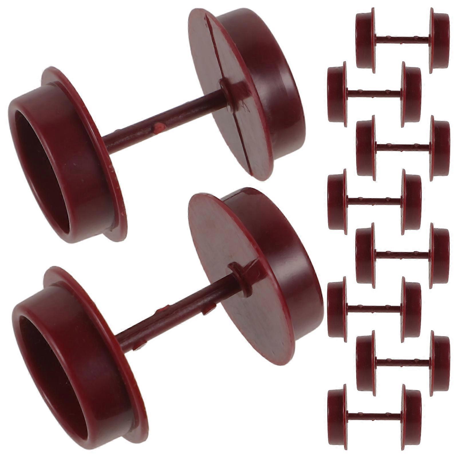 Replacement Plastic Wheels for Toy Train Diy Projects and Model Playthings Dark Red 10Pcs
