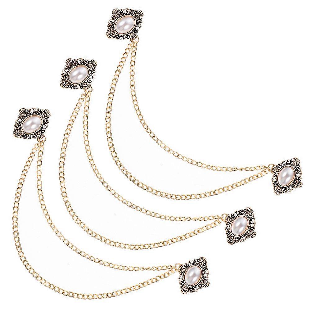 Golden Lapel Pin for Men Brooch with Chain for Formal Events 9Pcs