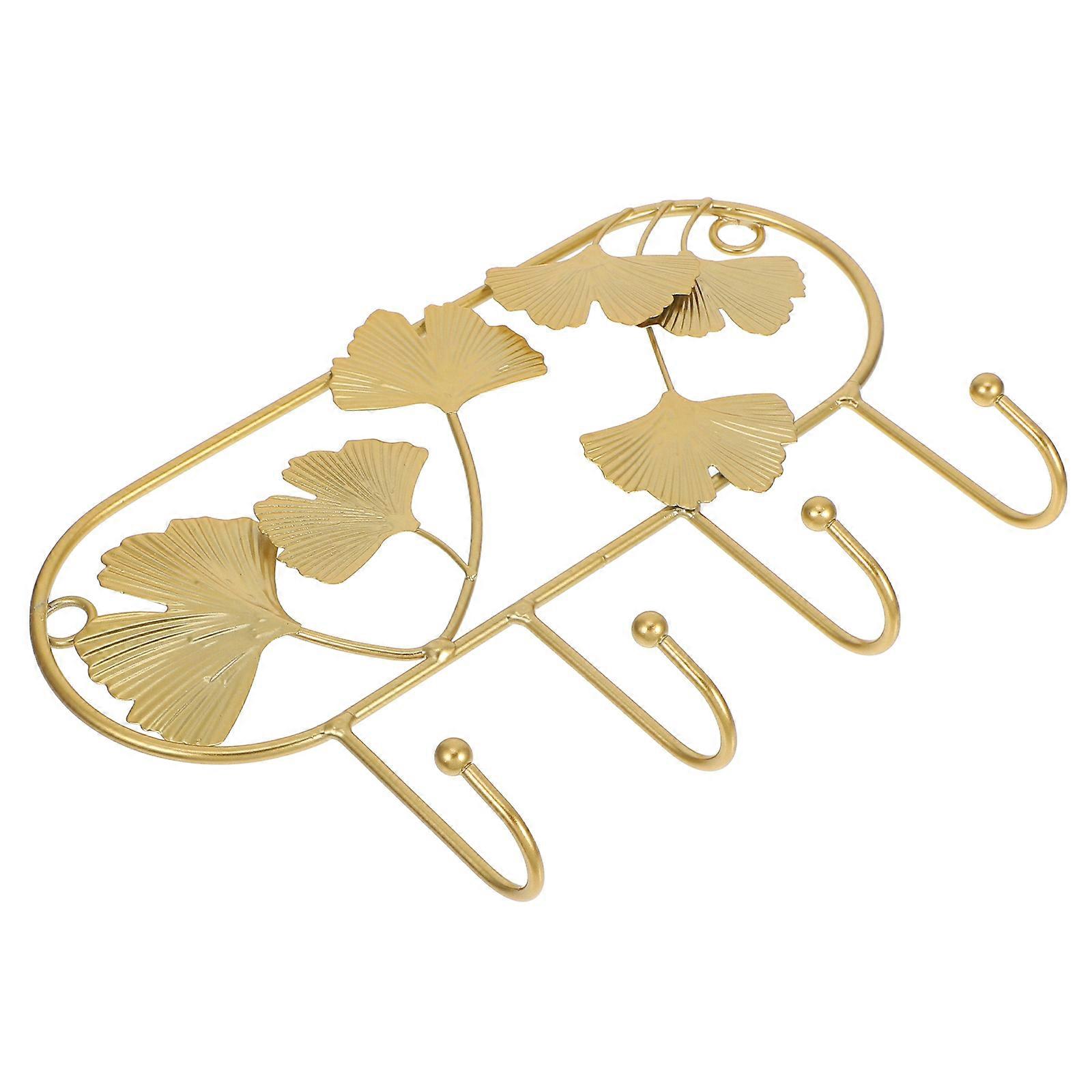 Golden Hanging Hooks Iron Wall Hook for Bathroom Use 4Pcs Decorative Storage