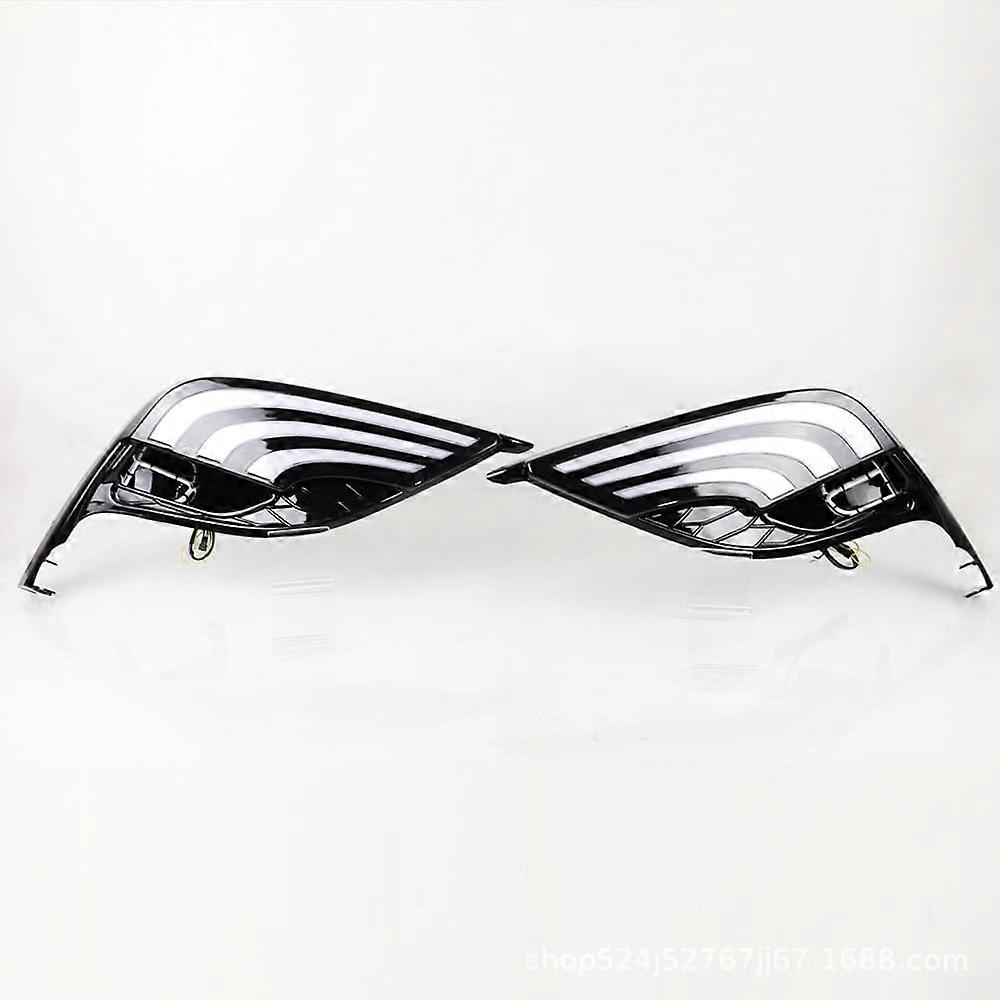 2Pcs Car LED Daytime Running Light Dynamic Turn Signal Light DRL Fog Lamp For Toyota Camry 2020-2022 White Yellow