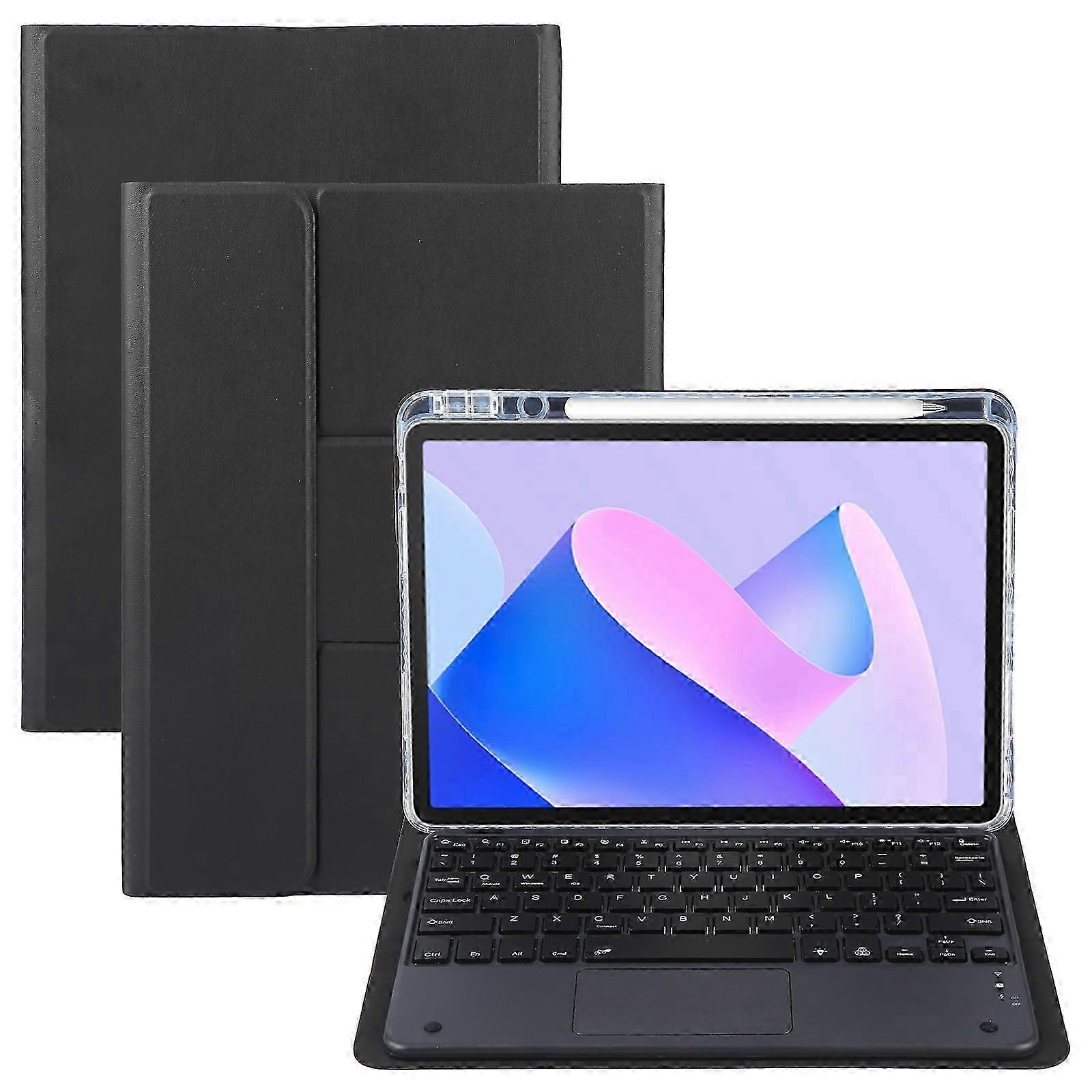 Square Button Bluetooth Keyboard Rotatable Holder Leather Case with Touchpad 2025