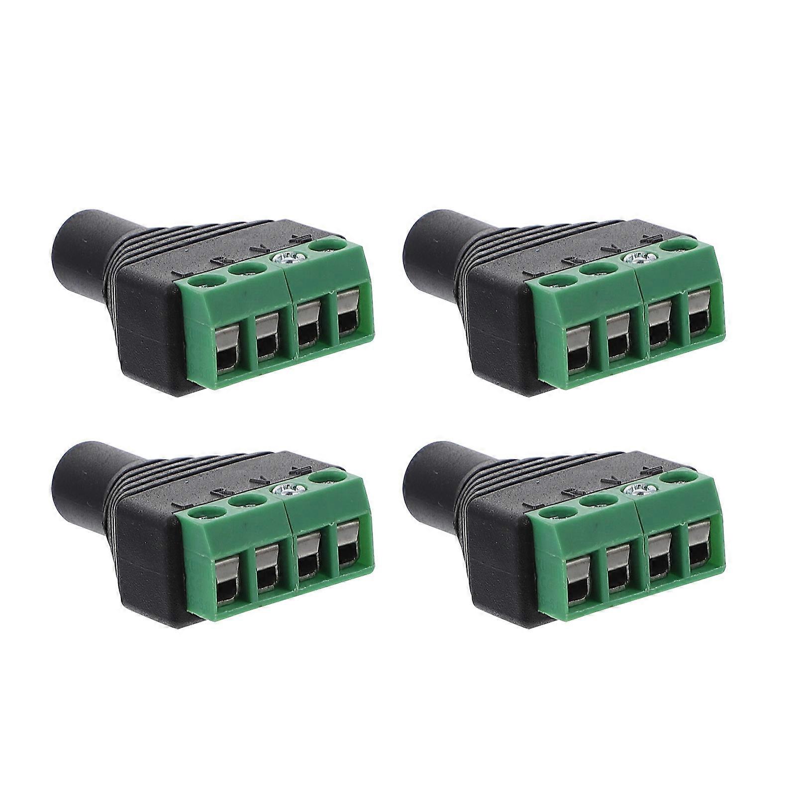Earphone Gold-Plated Plug 3.5mm Stereo Adapter Terminal Block Connector 4Pcs