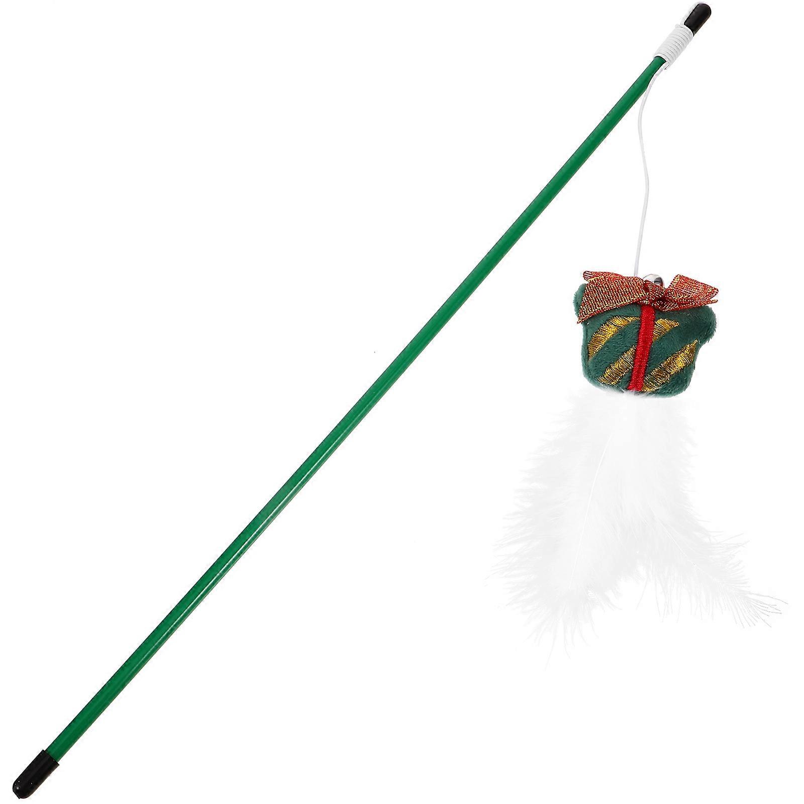 Interactive Xmas Cat Teaser Plush Wand for Household Cats 4Pcs