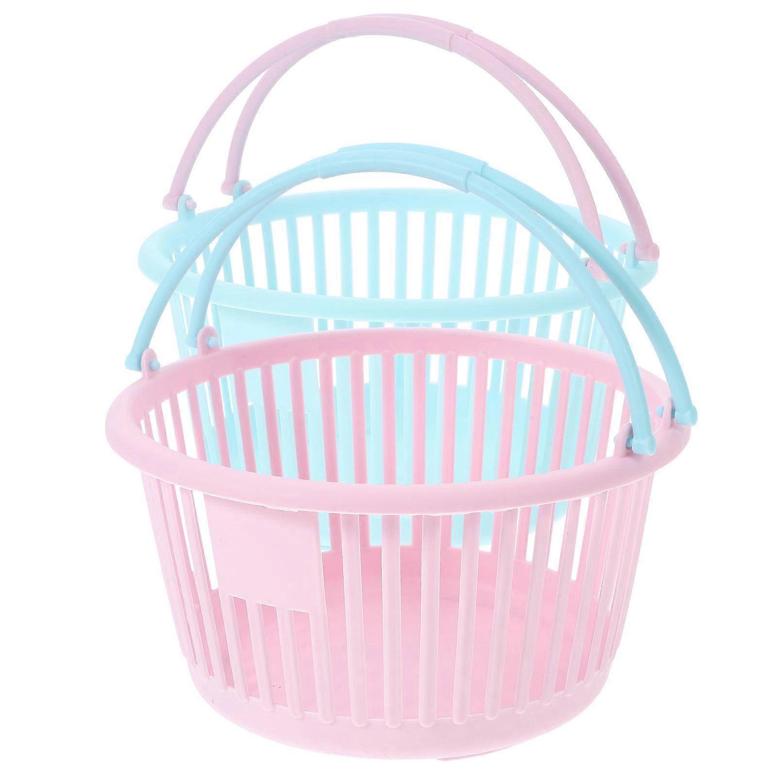 Assorted Color Plastic Basket with Handle for Household Storage 6Pcs