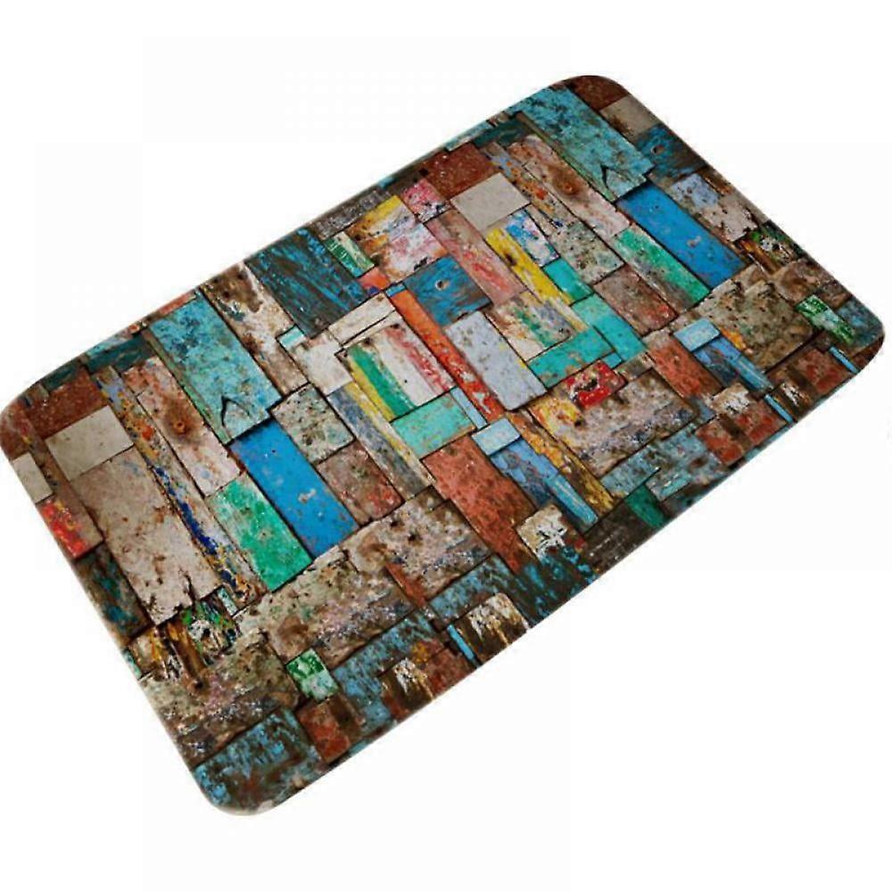 Forzero 3D Thickened Printed Carpet Flannel Fabric Non-Slip Backing Bath Area Rug Wood Grain/Starfish/Wave Pattern Absorbent Door Mat