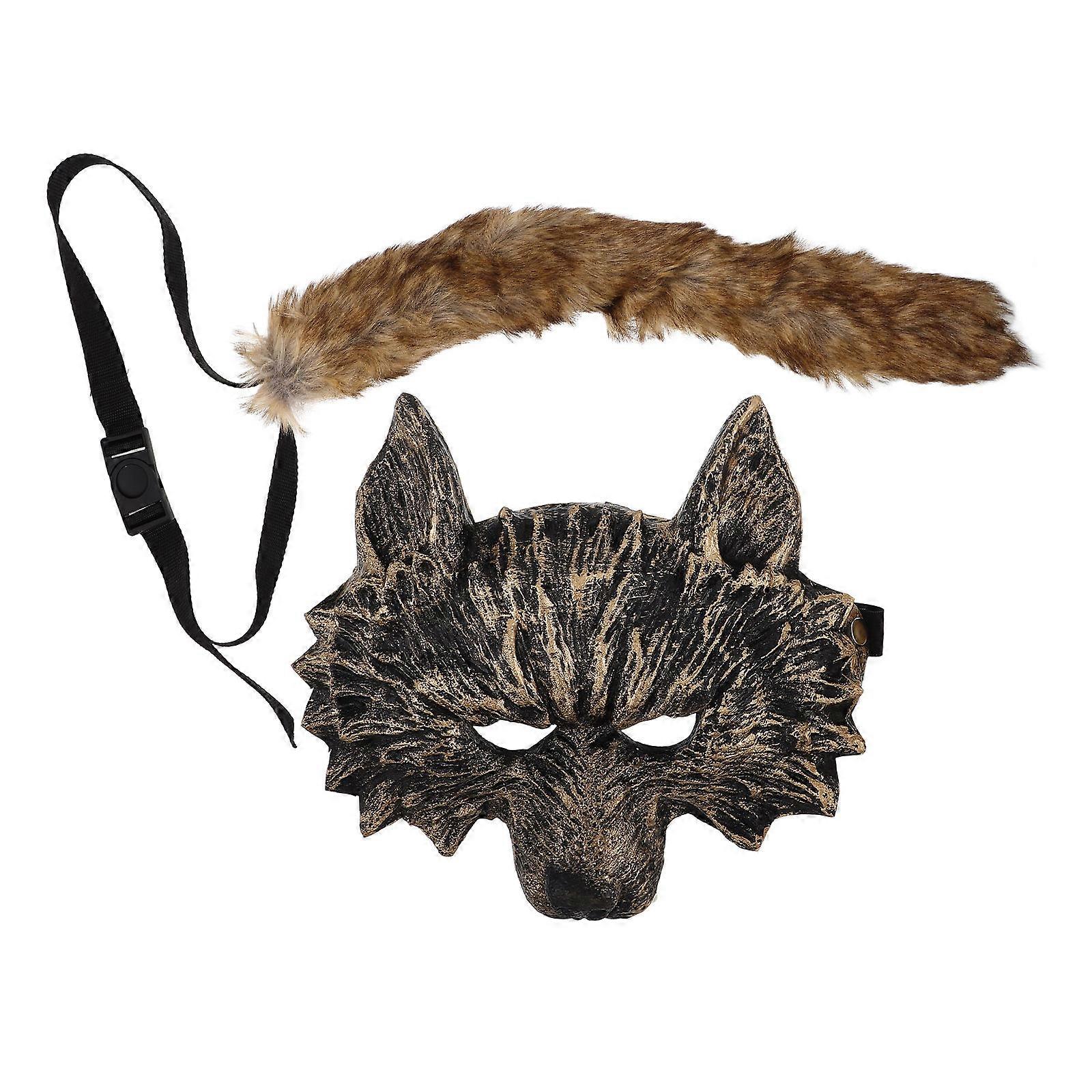 Wolf Mask Prop Wolf Costume Set for Decoration 4Sets Golden Color Complete Set