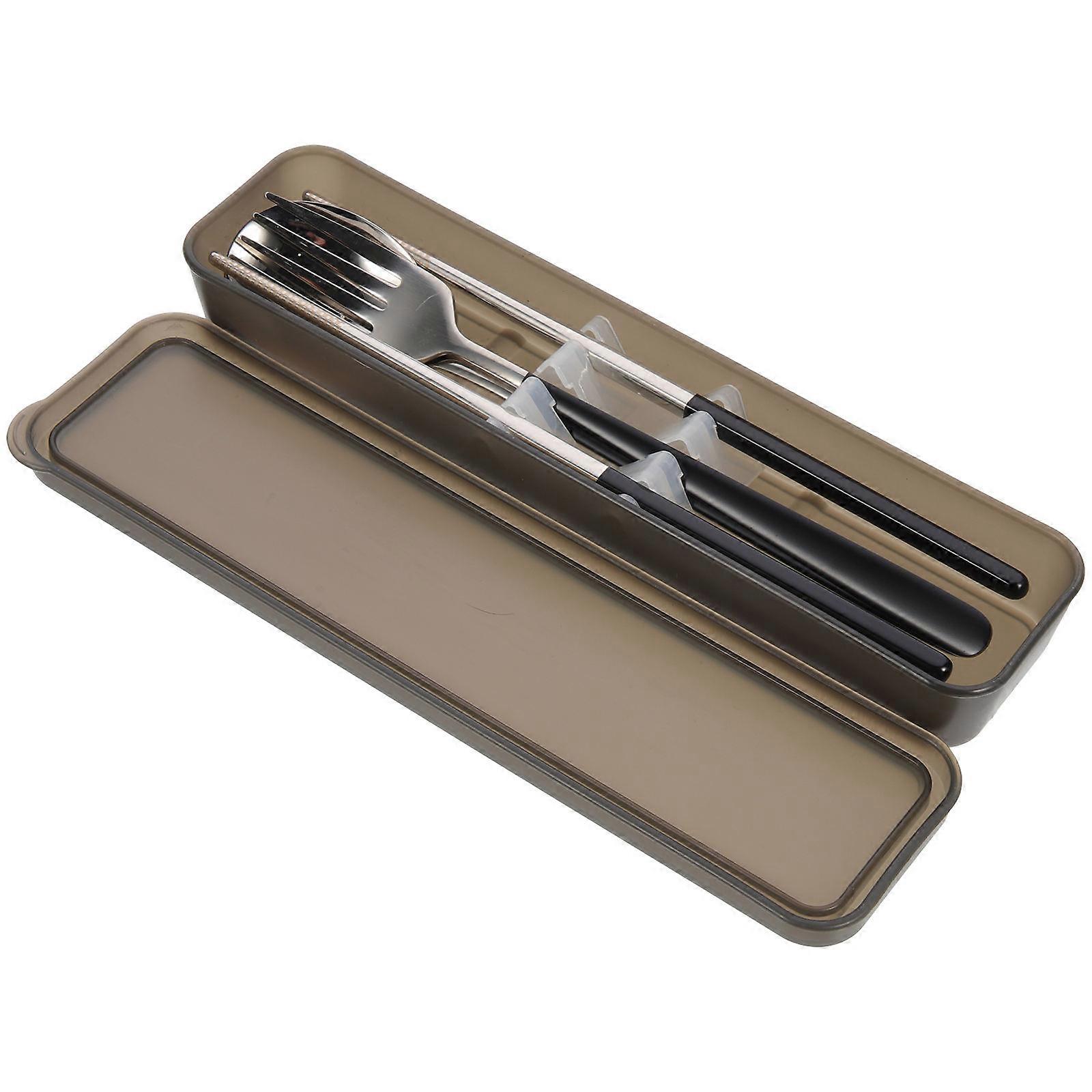 Portable Travel Utensils Set For Campers Daily Meals 21X4CM Stainless Steel Tableware Kit With Case 4 Sets