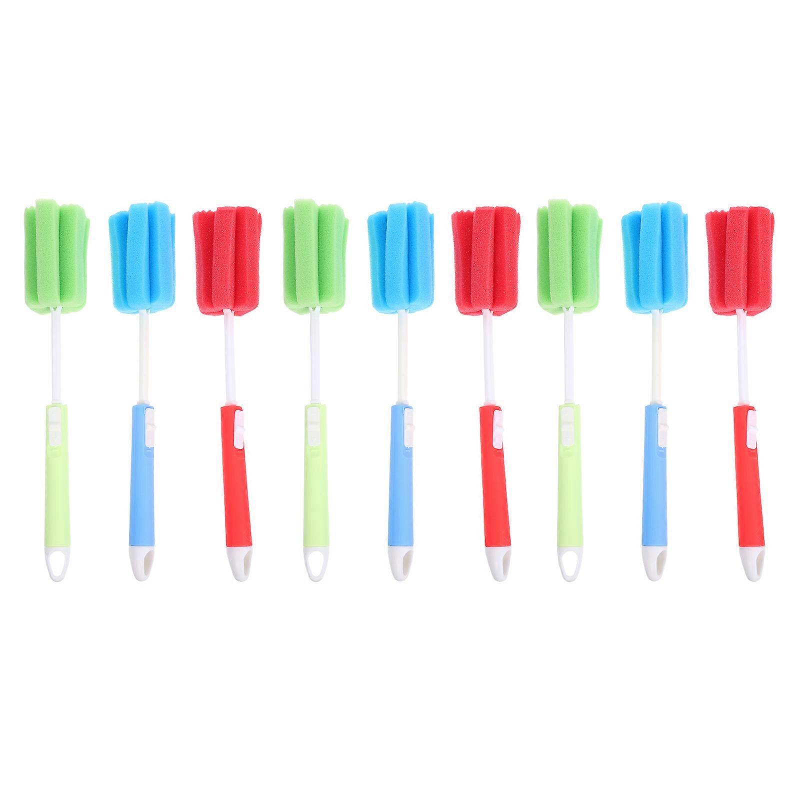 Adjustable Long Handle Sponge Bottle Brush Set For Home Kitchen Use With Enhanced Cleaning Foam For Efficient Cleaning 9Pcs