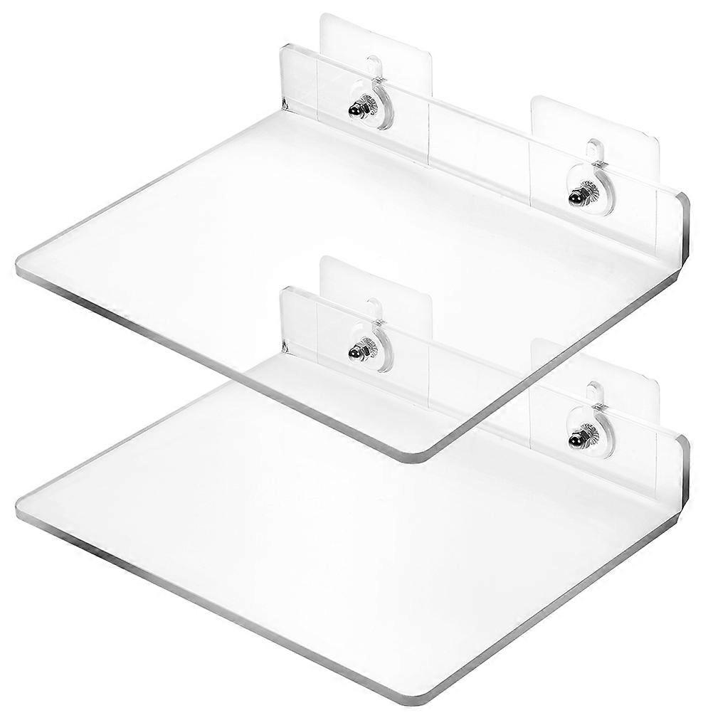 Floating Shelf Bathroom Wall Organizer 2 Pcs Modern Transparent Acrylic Space Optimization for Homeowners and Renters