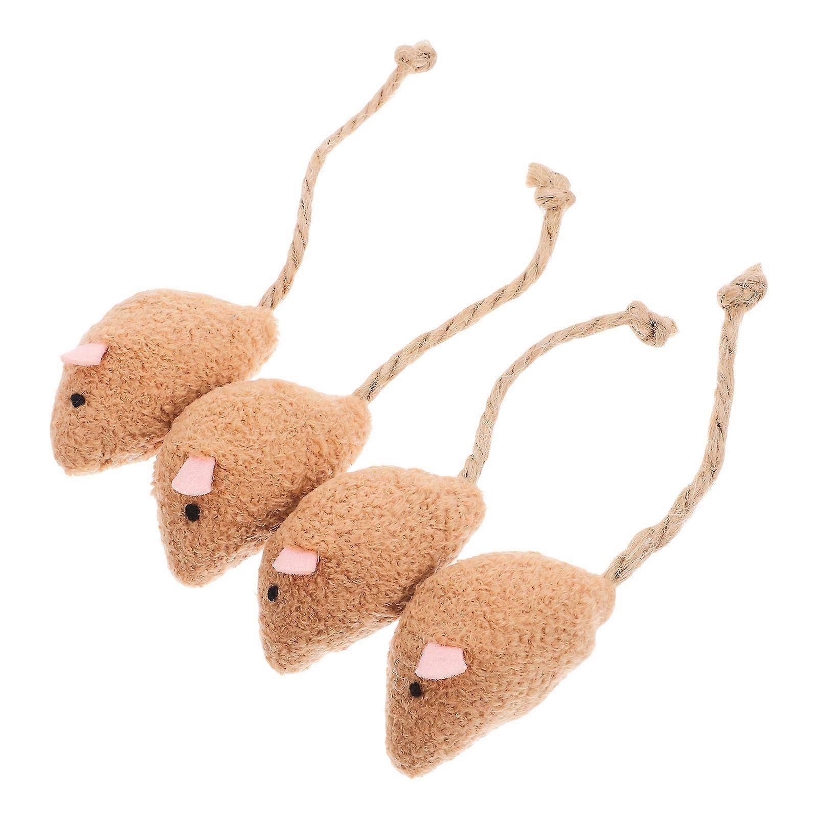 Interactive Plush Mouse Cat Toys for Indoor Use 20Pcs Pack Khaki