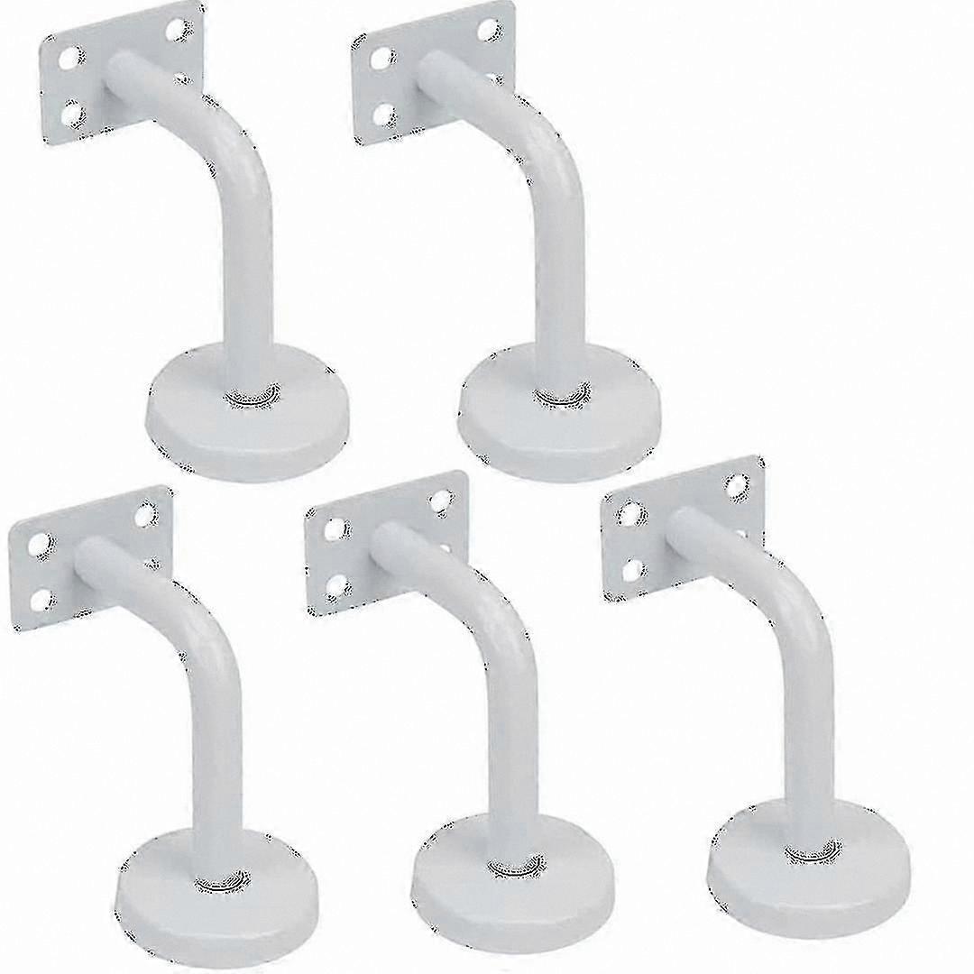 White Stair Handrail Brackets, 5-Pack, 60x80mm, Includes Mounting Screws for Stair Rails Installation
