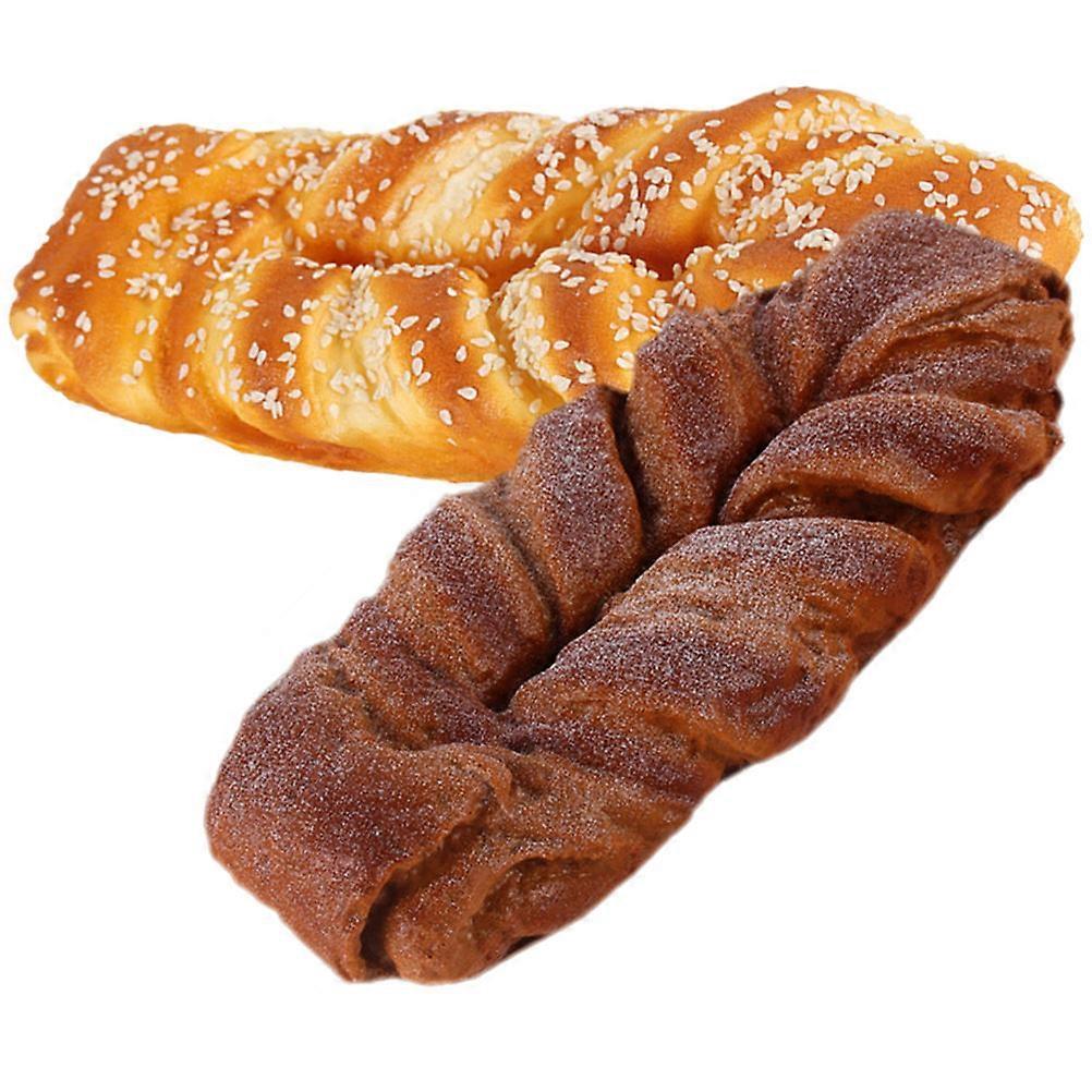 Fake Food Model Prop 2Pcs Bread Modeling Statue Photography Prop Assorted Color Made of Pu