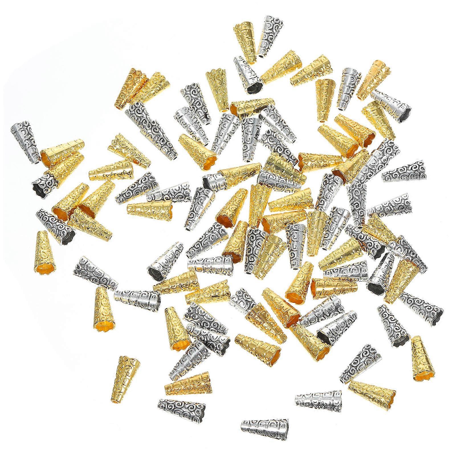 Tassel Caps Cord End Caps Round Cap for Gift Giving Craft Enthusiasts Alloy Assorted Color Bag Pendant 100Pcs