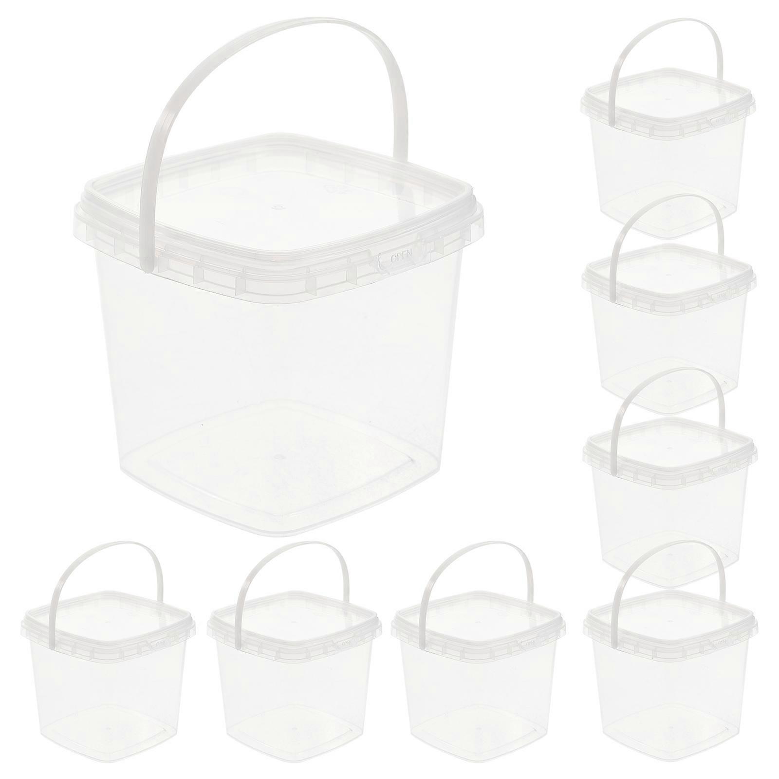 Square Clear Bucket 10Pcs Food Storage For Milk Tea Shops Parties And Snack Stores Made Of Transparent PP Material