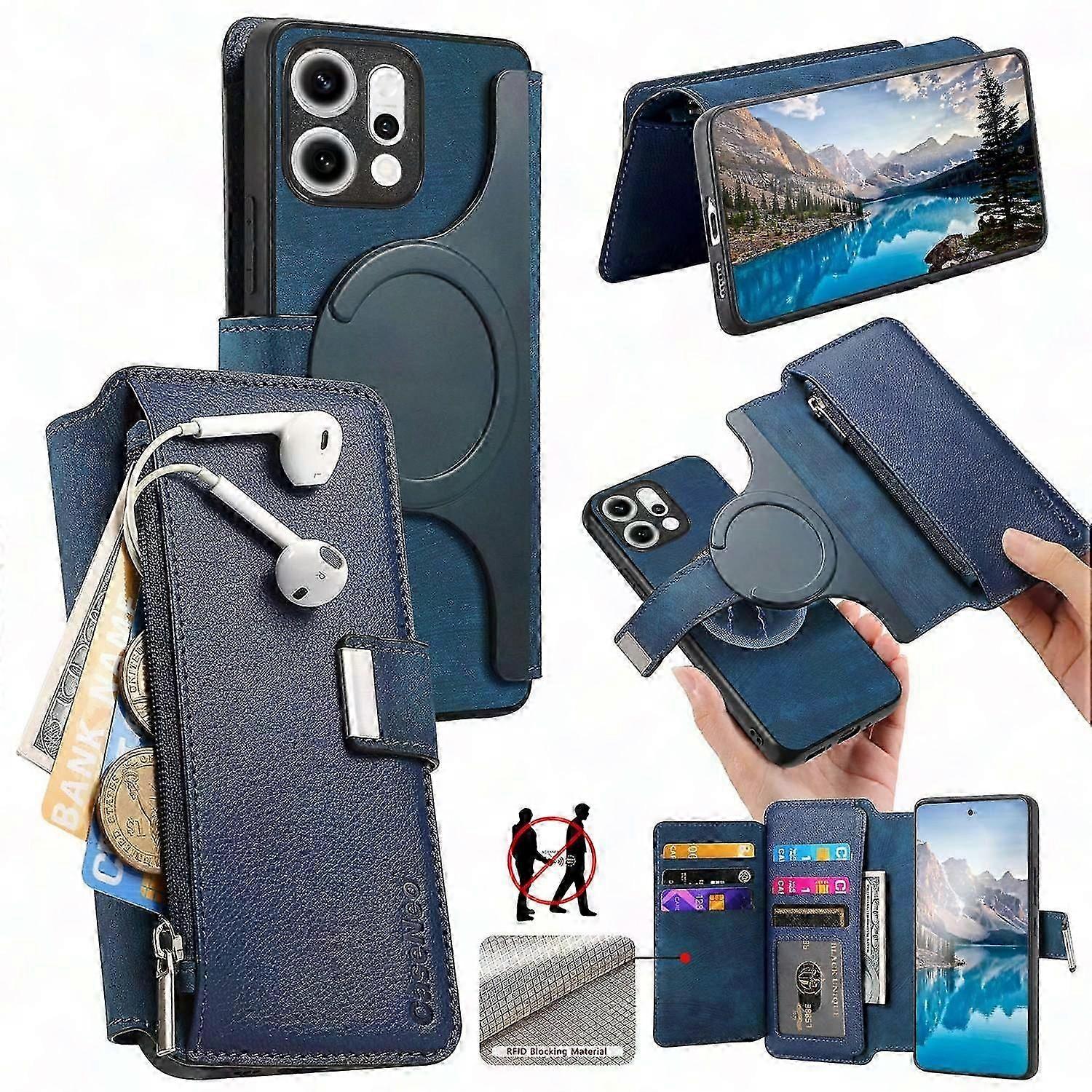 Reno14 5G Magnetic Leather Flip Case with Detachable Cover