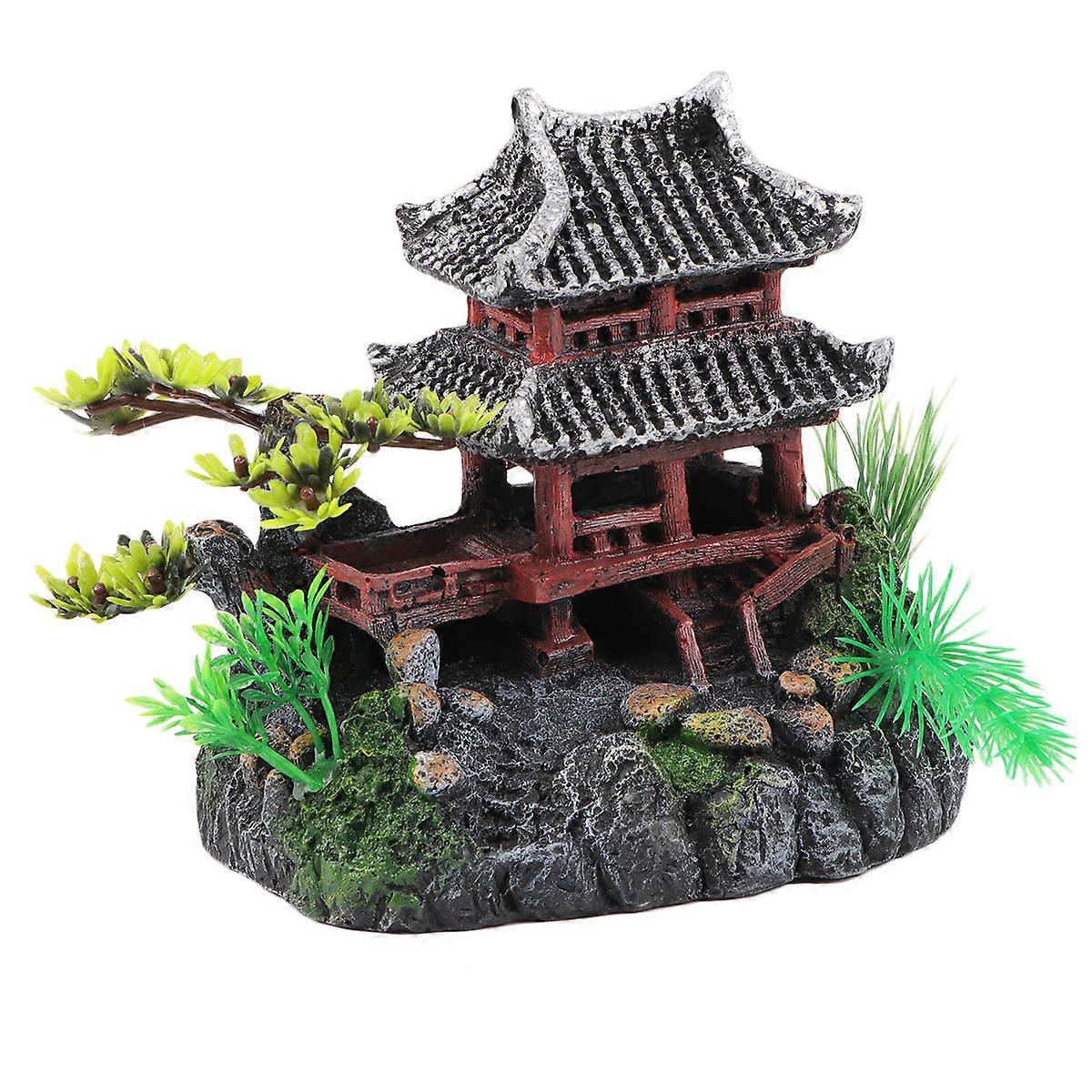 Fish Decorations Resin Aquarium Cottage 3Pcs Set