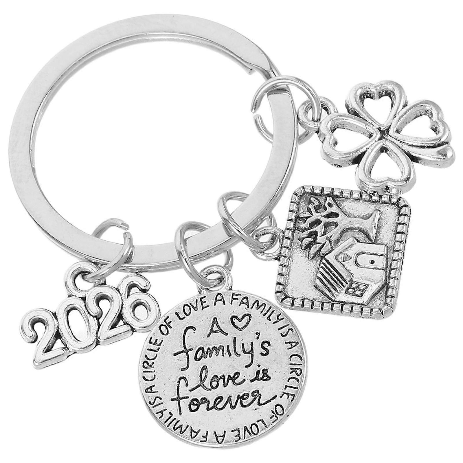 Silver Miniature House Shaped Pendant Keychains for Housewarming 5Pcs Set