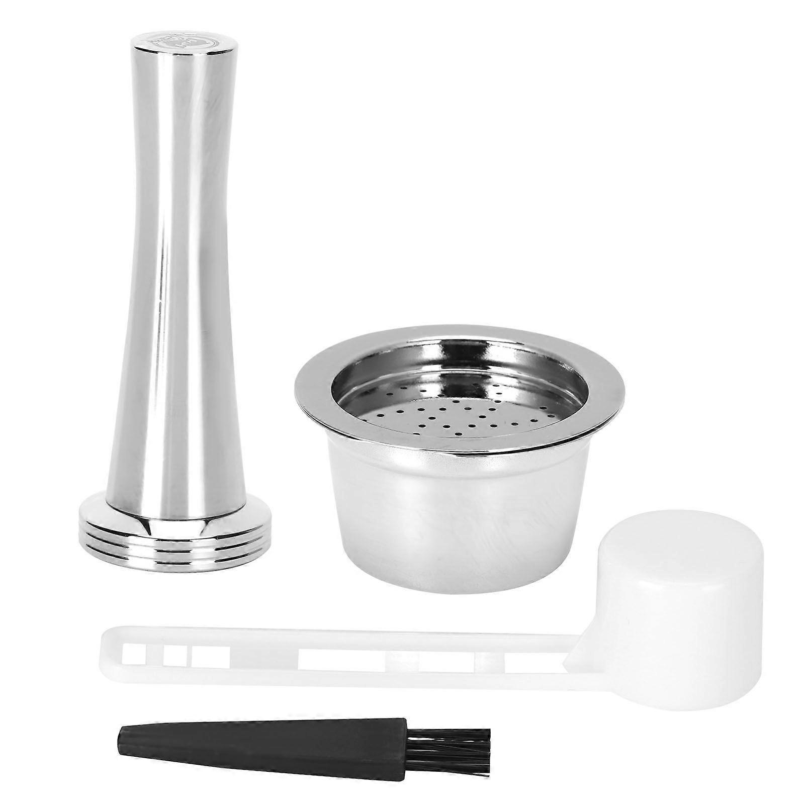 Refillable Capsule Coffee Filter Set Coffee Tamper Brush Spoon for Kfee Coffee Machine