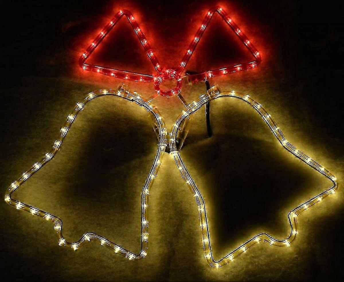 Large Led Rope Light Twin Bells Christmas Decoration 55cm Xmas Silhouette Red