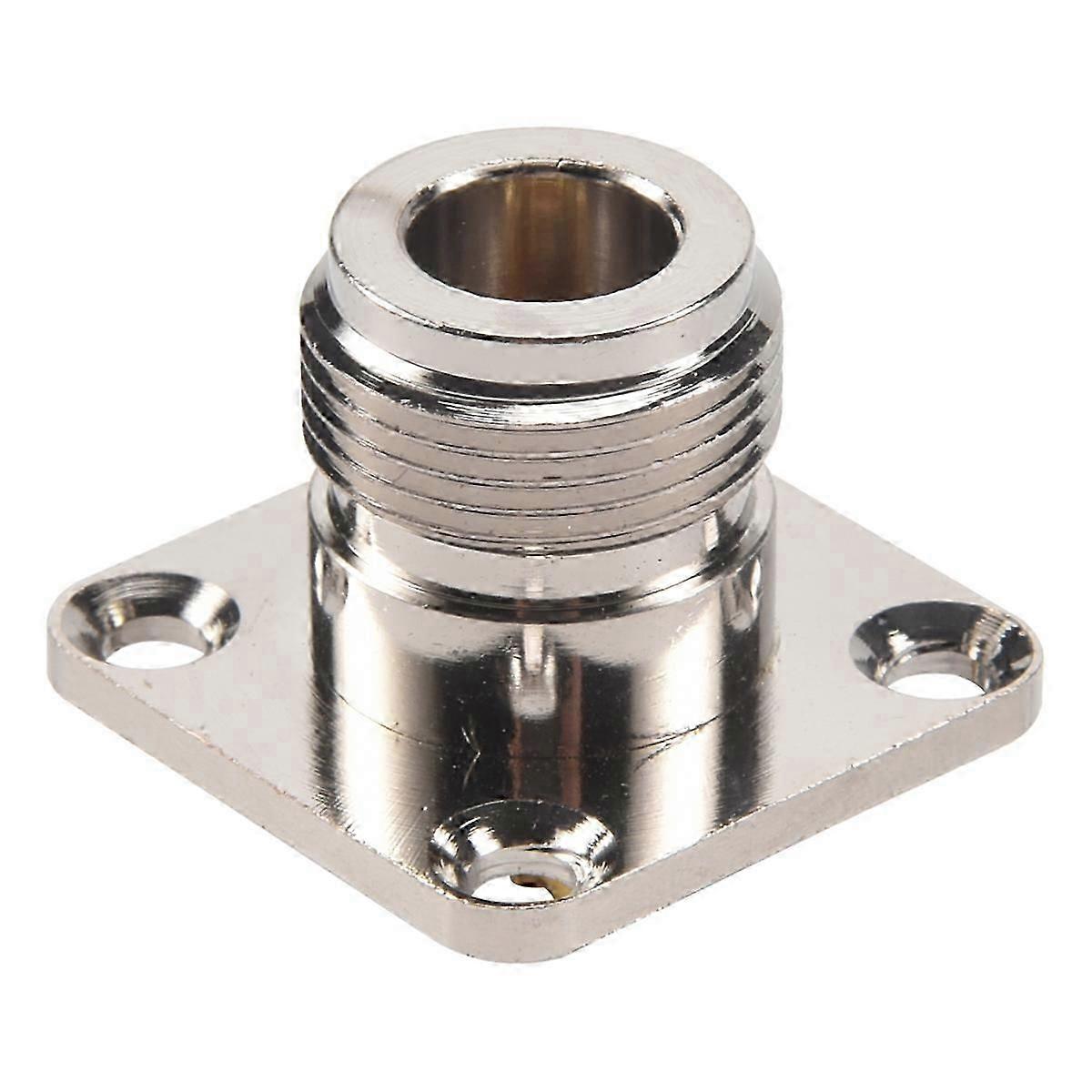 N type female jack RF coax connector 4-hole panel mount with solder cup,silver