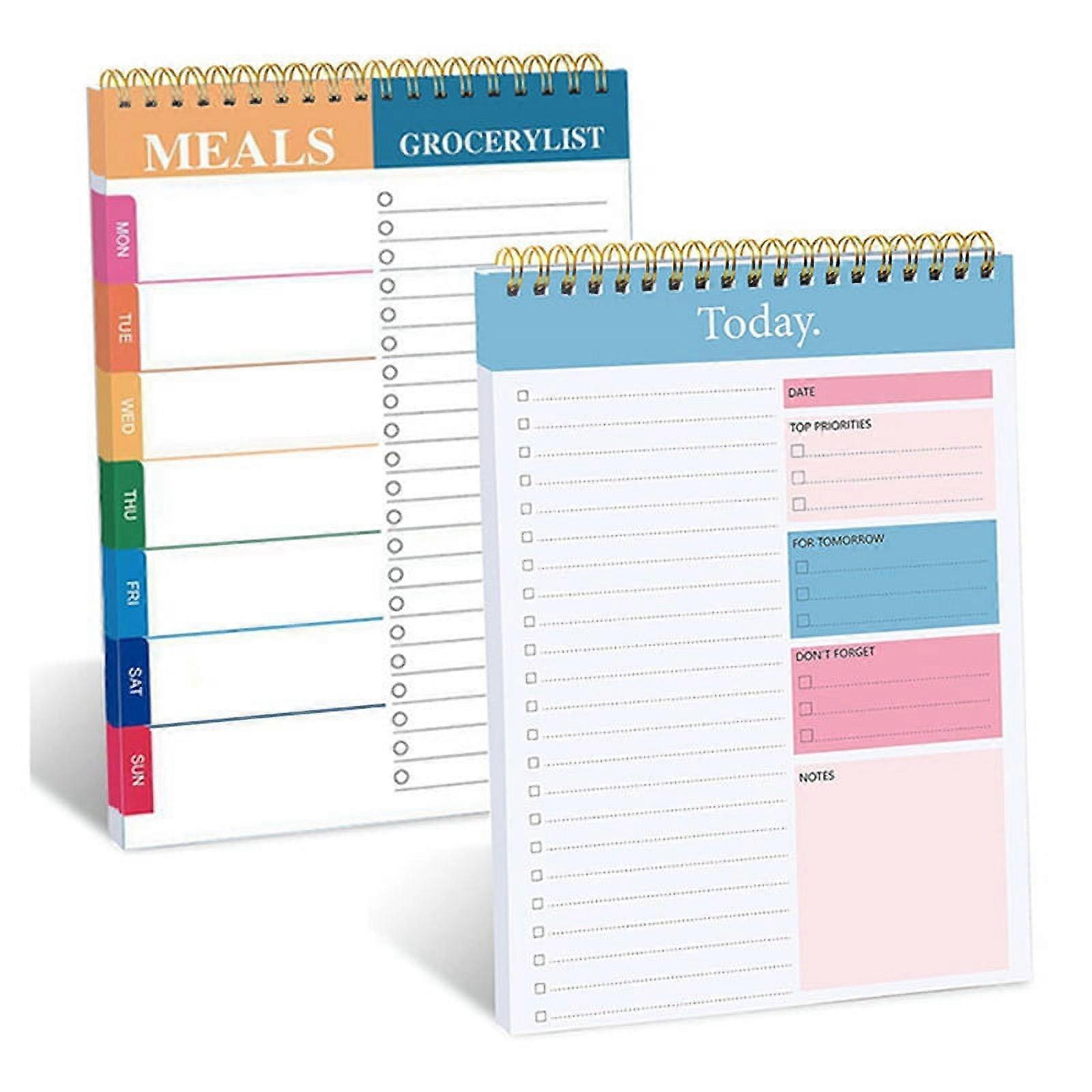 2PCS to Do List Notepad Planner Notebook,5.6 x 8.5Inch Weekly Planner Daily Task Pad Productivity Note Organizer