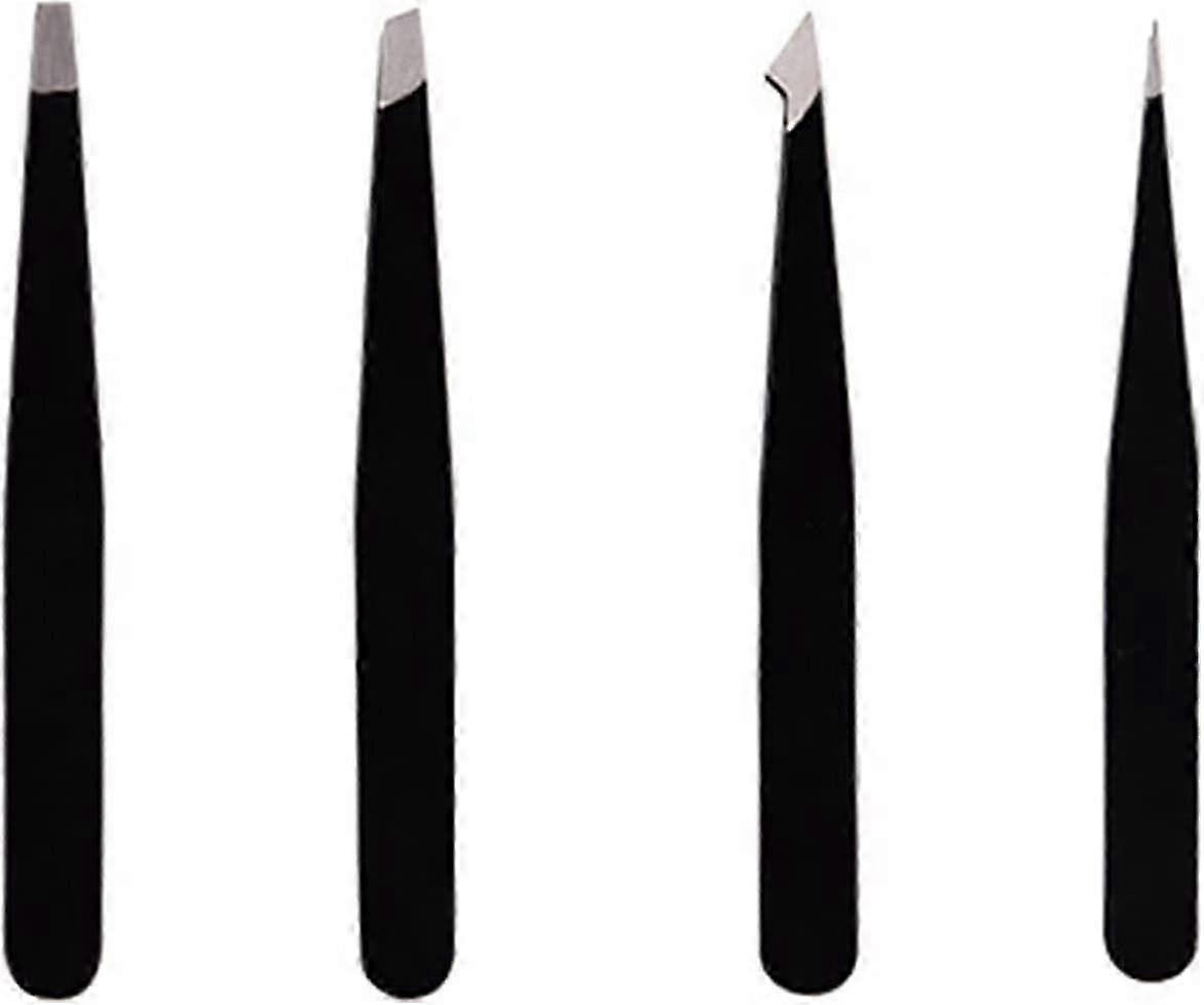 Zk- 4 قطع ملاقط احترافية من الفولاذ المقاوم للصدأ ، ملاقط دقيقة للرؤوس السوداء ، شعر نام ، شظايا ، رموش ، أسود