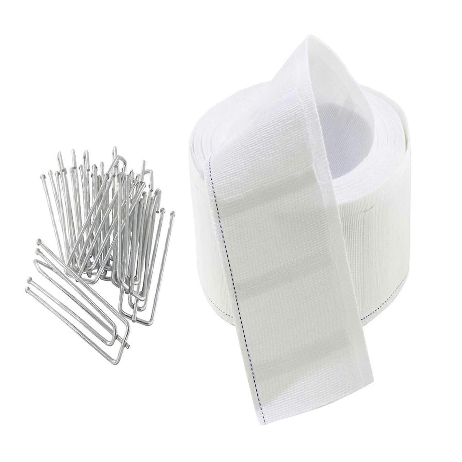 Curtain Pleating Tape 6 Meter White Pleater With 15 Pcs 4Prong Hooks Clips For Home Decor Heading