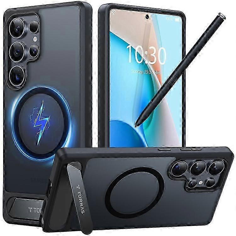 TORRAS Compatible For Samsung Galaxy S25 Ultra Case Kickstand TPU+PC Phone Cover Compatible with MagSafe