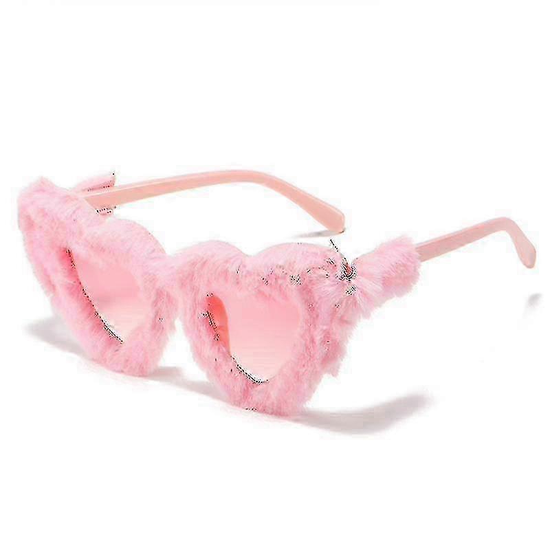 Summer Plush Sunglasses with Heart Design & Pink Gradient