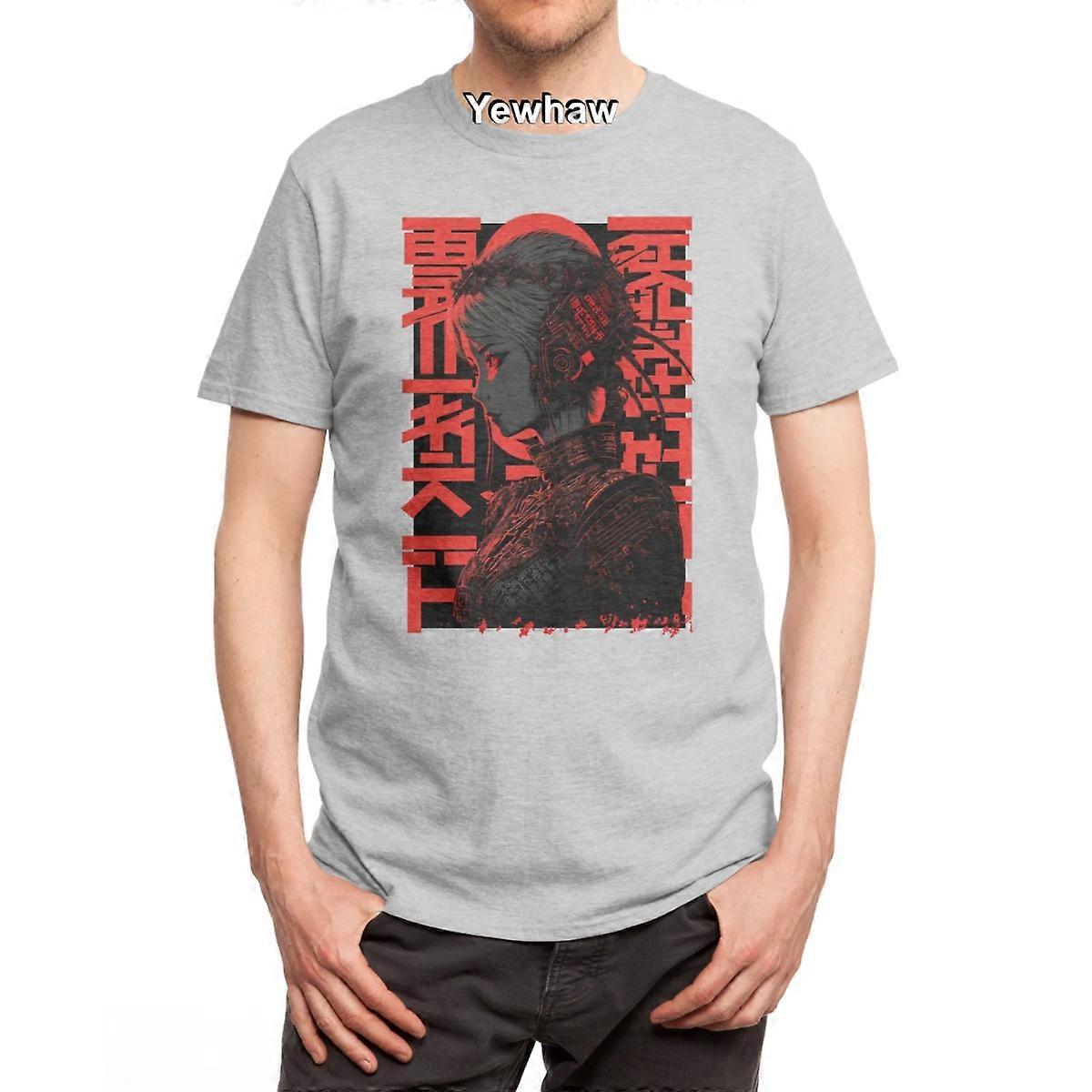 Cyber Punk T-Shirt cyberpunk futurystyczna kobieca sylwetka czerwona
