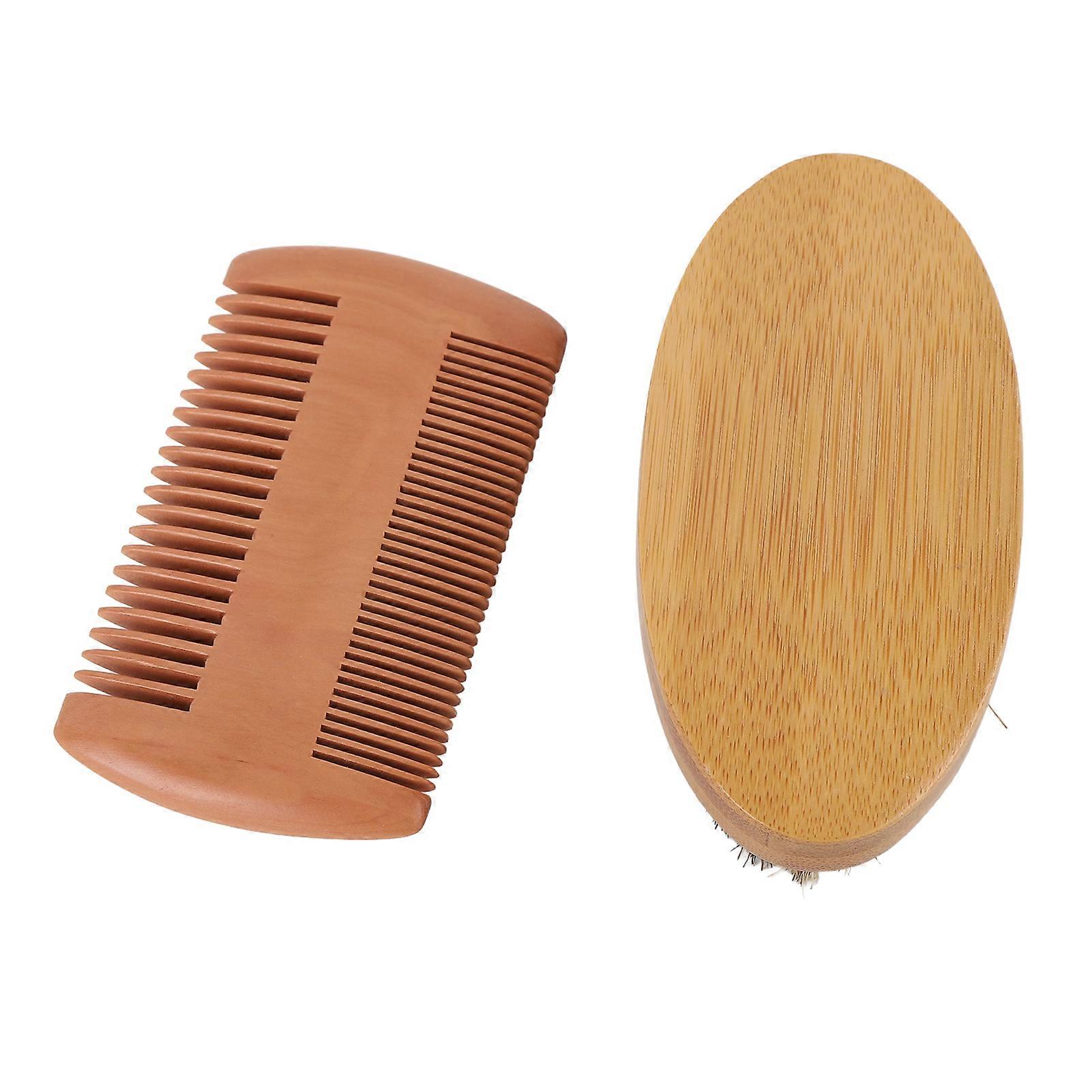 Men Beard Grooming Kit Beard Trimming Tool Beard Brush Double Sided Comb with Storage Bag for Travel and Daily Use 