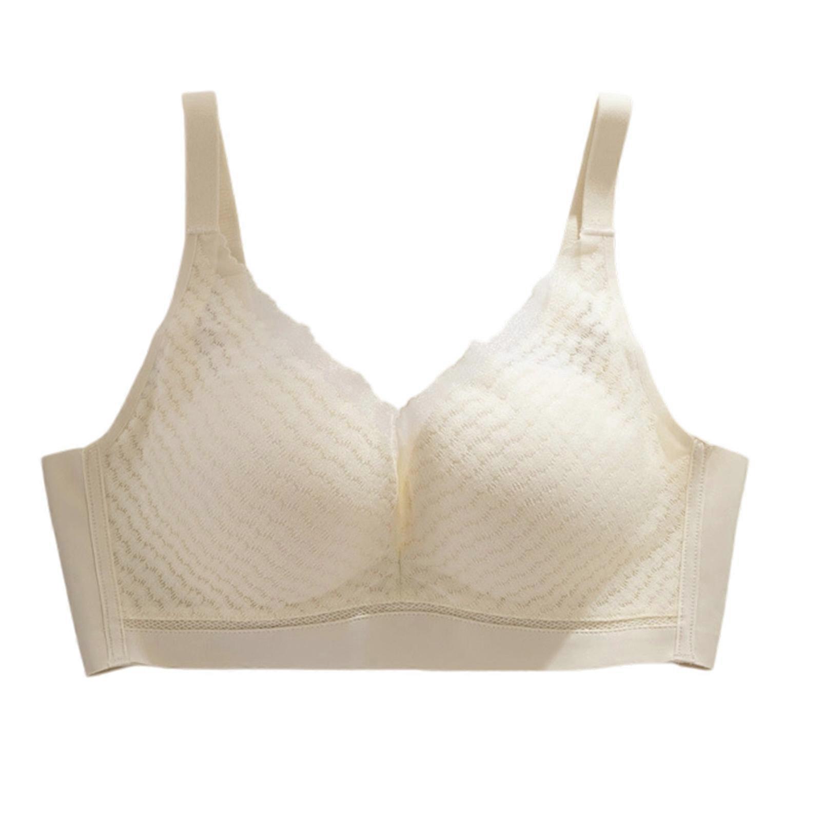 Supportive Wire Free Padded Women's Bra Stretchy Breathable Nylon Fabric Underwear Bralette Soft Comfortable Daily Use  White XL