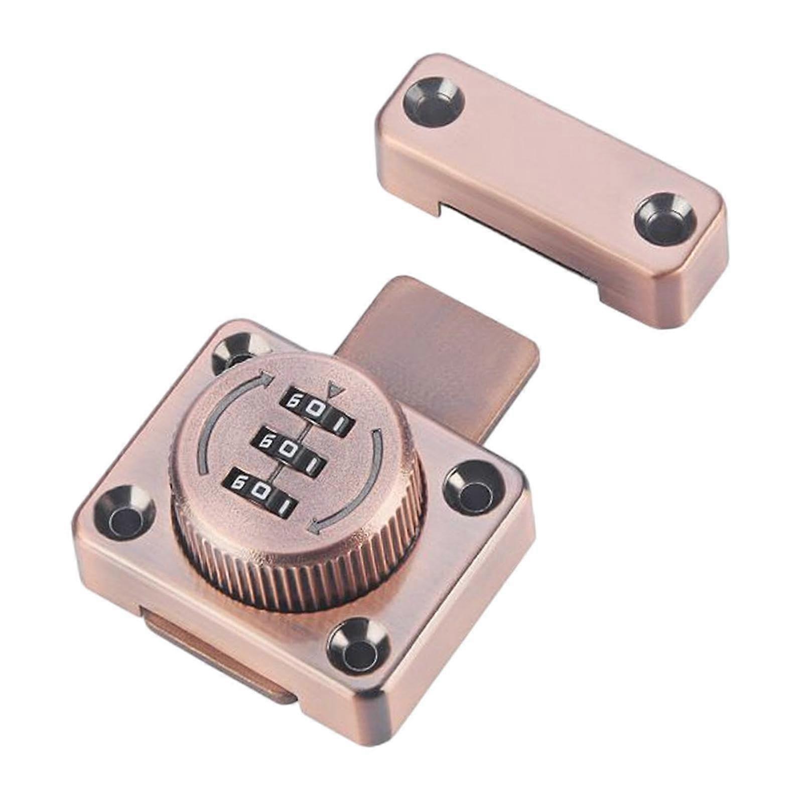 Drawer Lock DoubleOpen Sliding Door Lock Mechanical Password System 3Digit Combination Zinc Alloy Pink 5.2x4.2cm