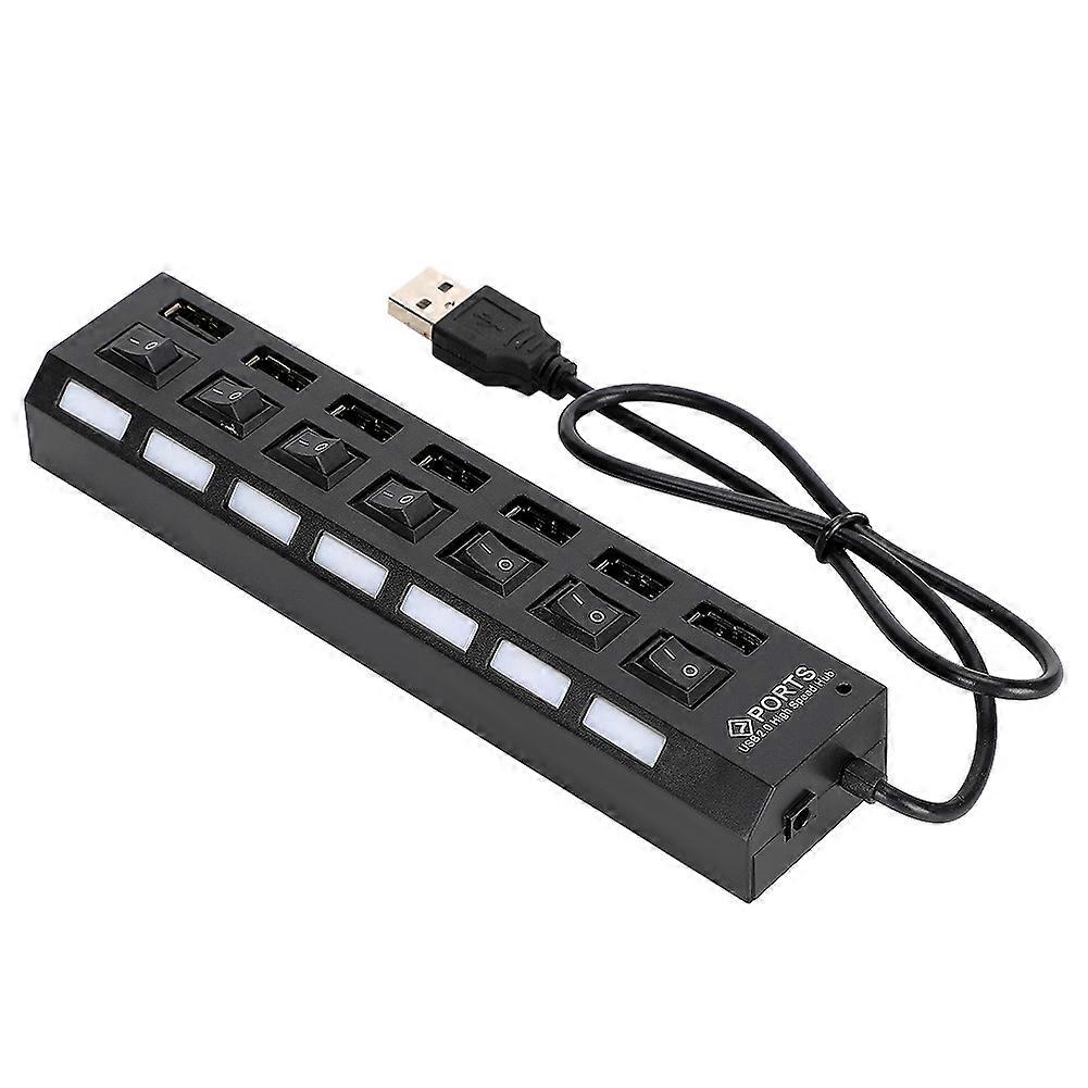 7-Port Hub USB Docking Station Black 480mbps with Switch for Overload Current Protection7 Ports Blac