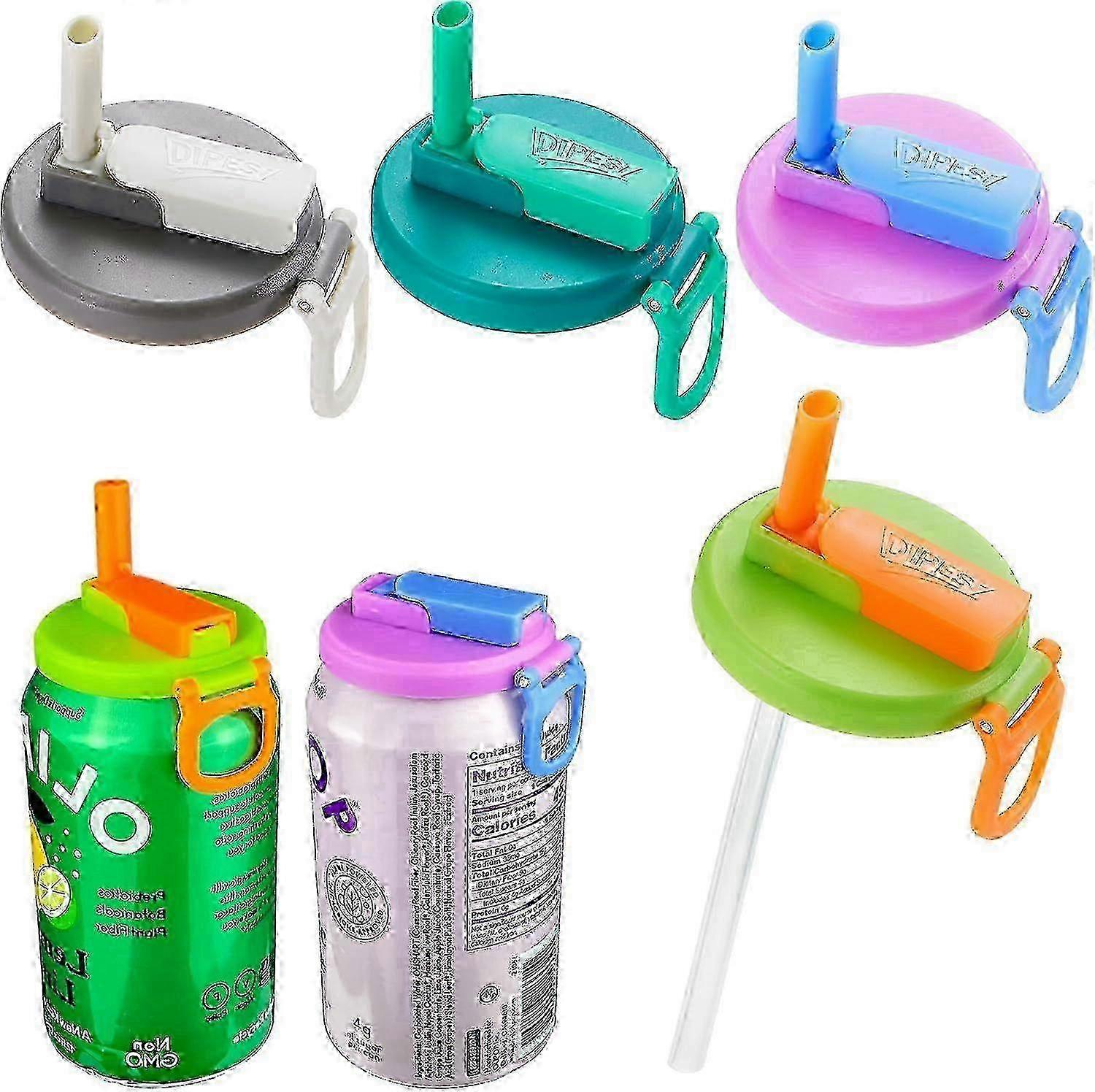 Improved Title: 4Pcs Reusable Soda Can Lid Straws Kit - 4 Colors of Caps for Soda, Juice & Seltzer