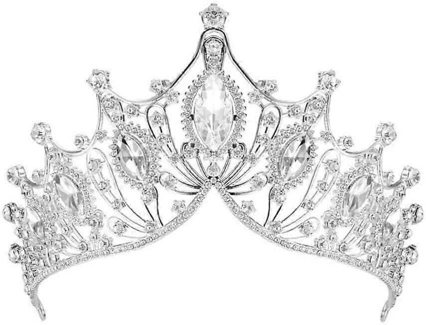Baroque Crystal Crown Headband Vintage Hair Ornaments Headwear Zircon Tiara Hair Accessories Women Silver