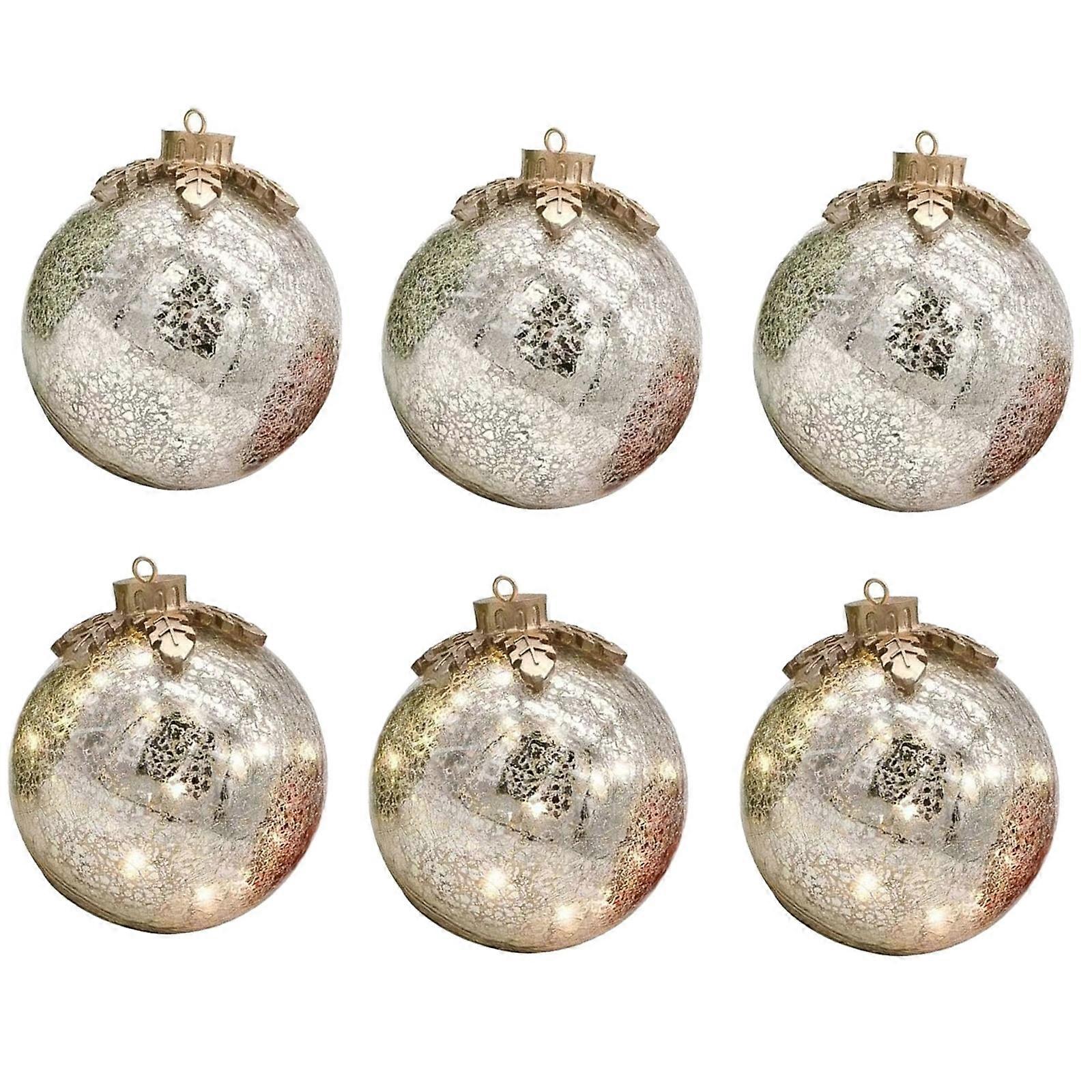 Battery Operated Glass Christmas Ball Ornament LED Lighted Tabletop Decoration For Holiday Homes Party Supplies  Silver