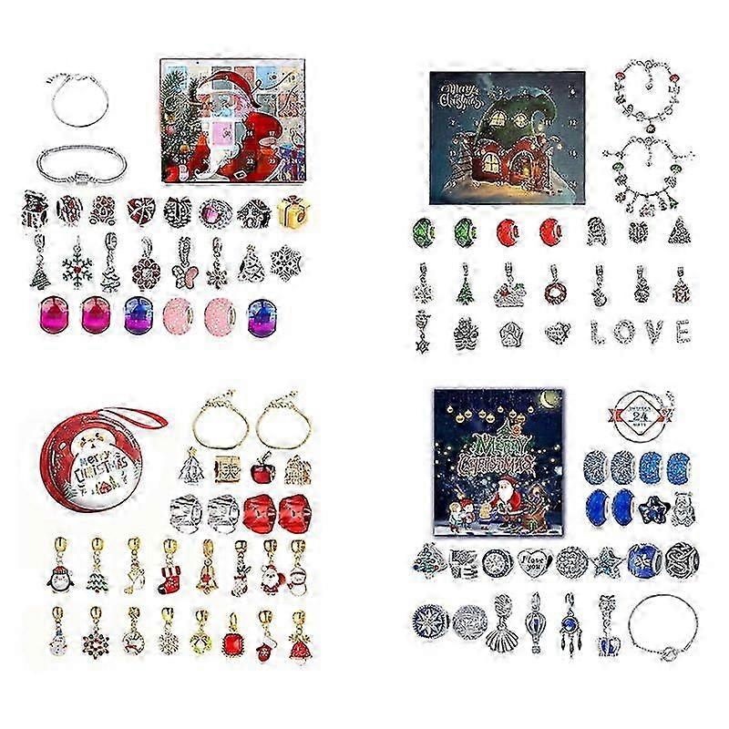 Christmas Advent Calendar Bracelets for Kids with 24 Charm Countdown