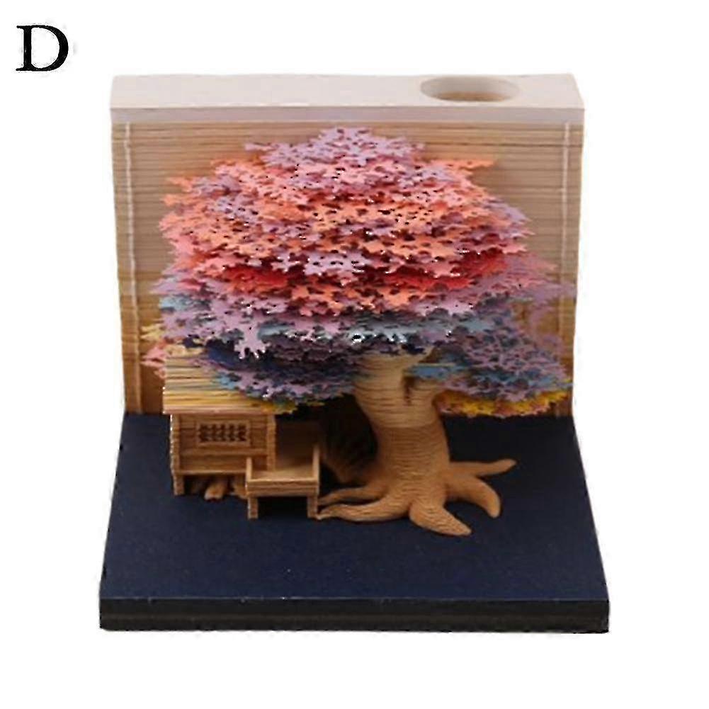 3D Memo Pad with Lamp Bookshop, Paper Carving Art Note Pad Paper Card Craft